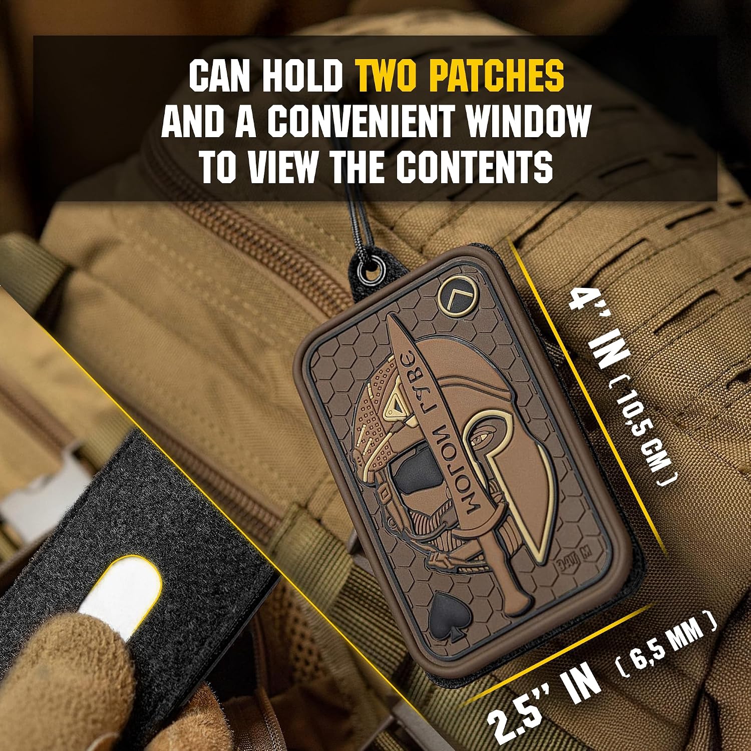 M-Tac Tactical Hanging ID Card and Patch Holder with Hook and Loop Surface and Draw Cord (Black) image 5