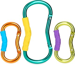 Nuby Handy Hook Stroller Hooks: 1 Large Carabineer Hook, 2 Small Carabineer Hooks - 3pk, Green/Multi Color