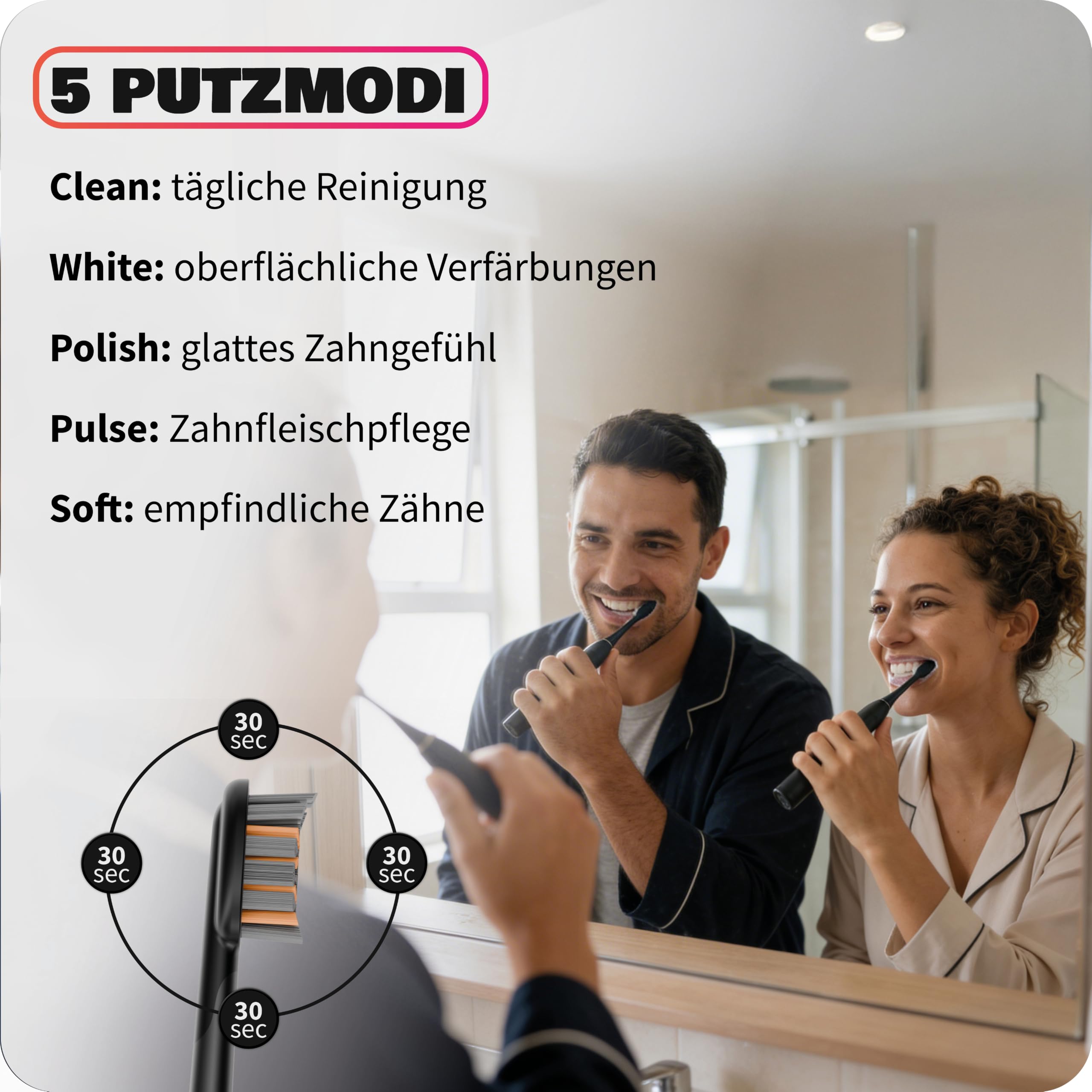 Zahnheld Gero 3 Schallzahnbürste, ETM Test SEHR GUT 93%, IPX7, Schwarz | Elektrische Zahnbürste, bis zu 110 Tage Akkulaufzeit, 5 Modi, Andrucksensor & Timer, inkl. Bürstenkopf & Reiseetui