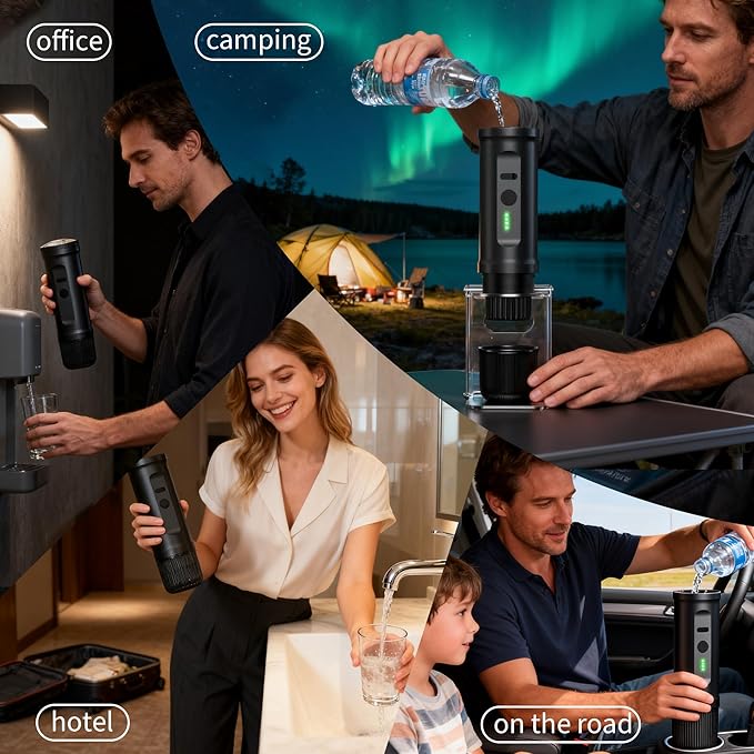 Cafetera Portátil Expresso 20 Bares Autocalentable 7500mAh Cápsulas miniatura 8
