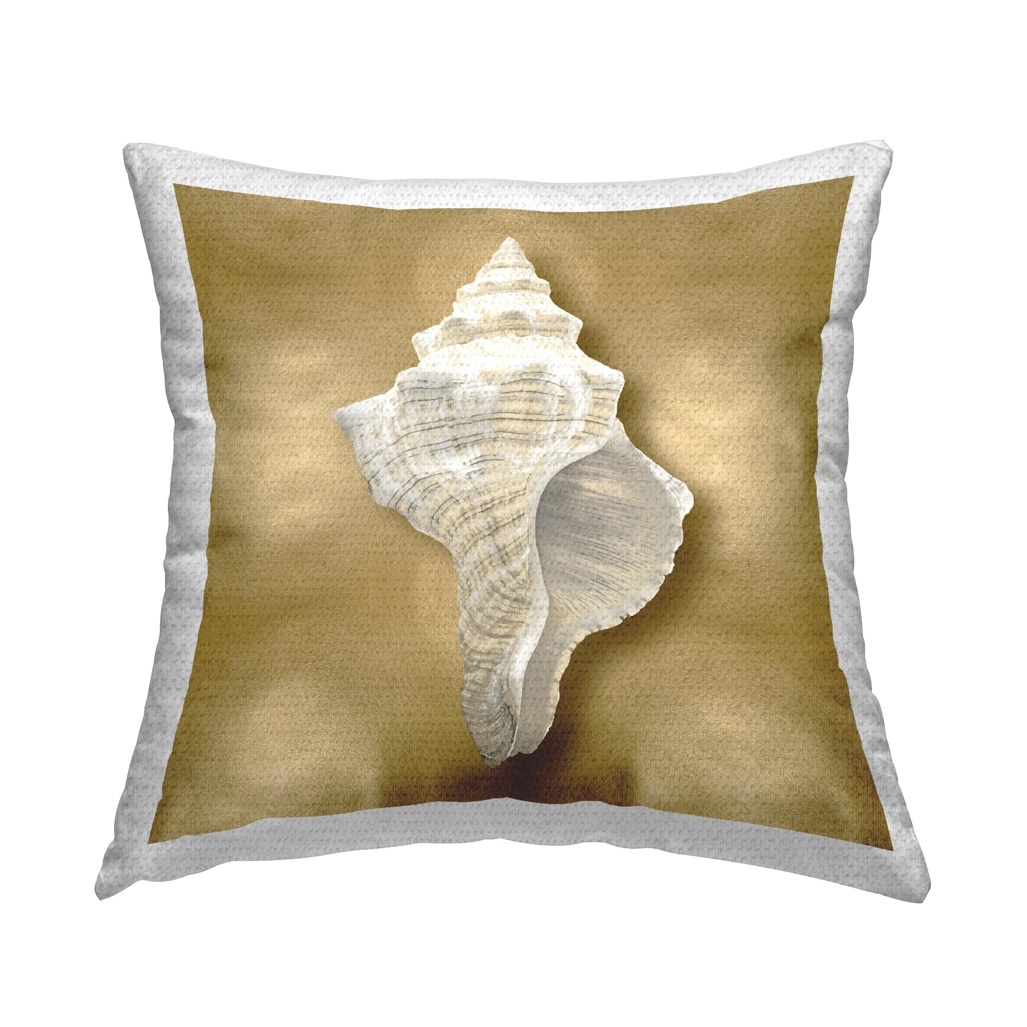 Stupell Industries Conch Shell on Glam Outdoor Printed Throw Pillow, 18 x 18, Gold