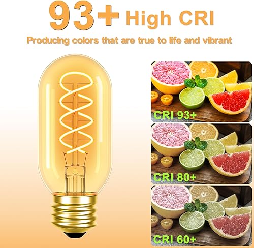 Miniatura 4 de Bombillas LED E26 regulables E26 Vintage Edison 6 W equivalente a bombilla E26 de 60 vatios, paquete de 4 bombillas LED Edison cálidas tubulares de