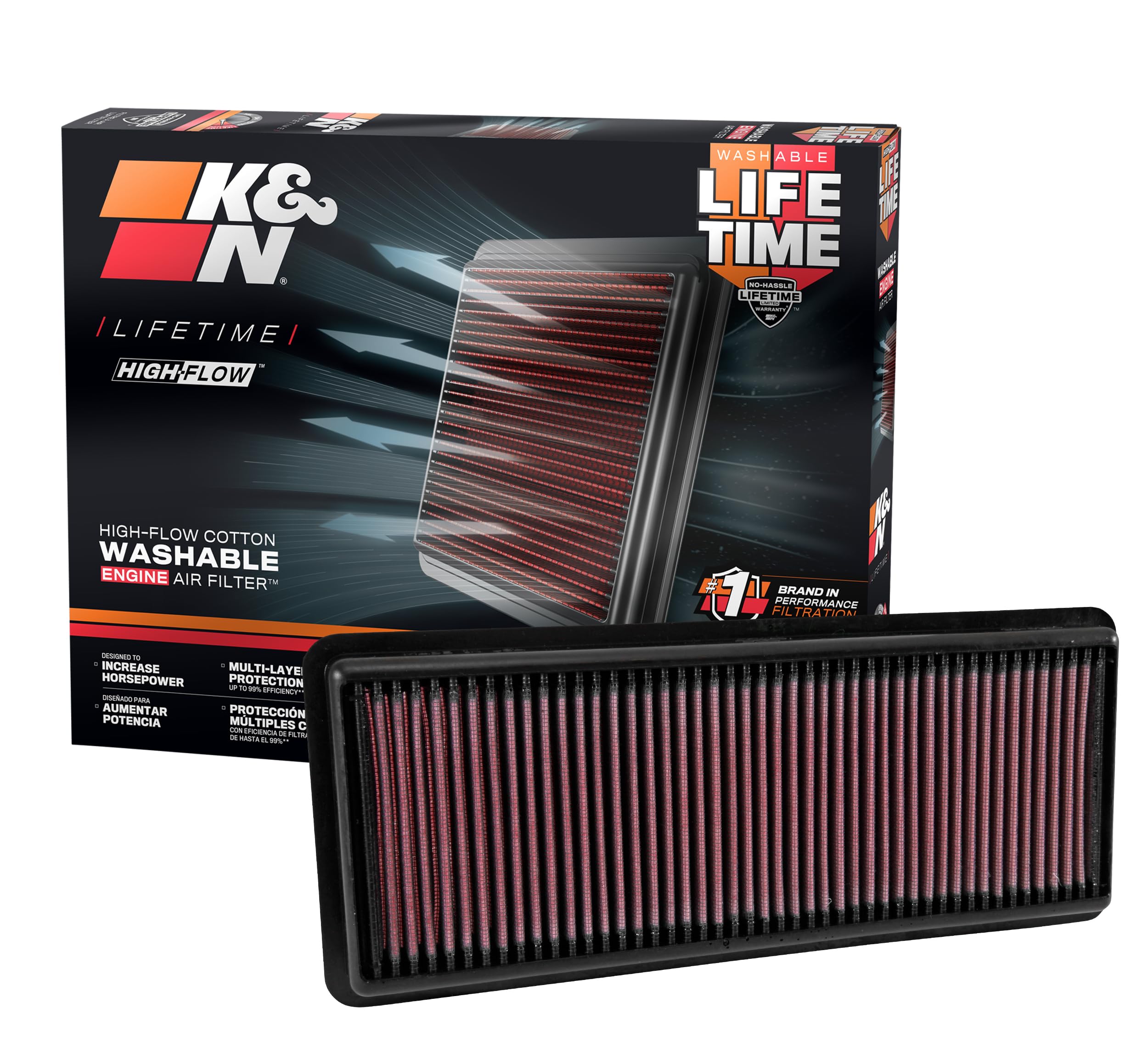 K&N Engine Air Filter: High Performance, Premium, Washable, Replacement Filter: Compatible with 2015-2019 Mazda/Fiat L4 (MX-5 Miata, Mx-5, MX-5 IV, Roadster, 124 Spider), 33-5040