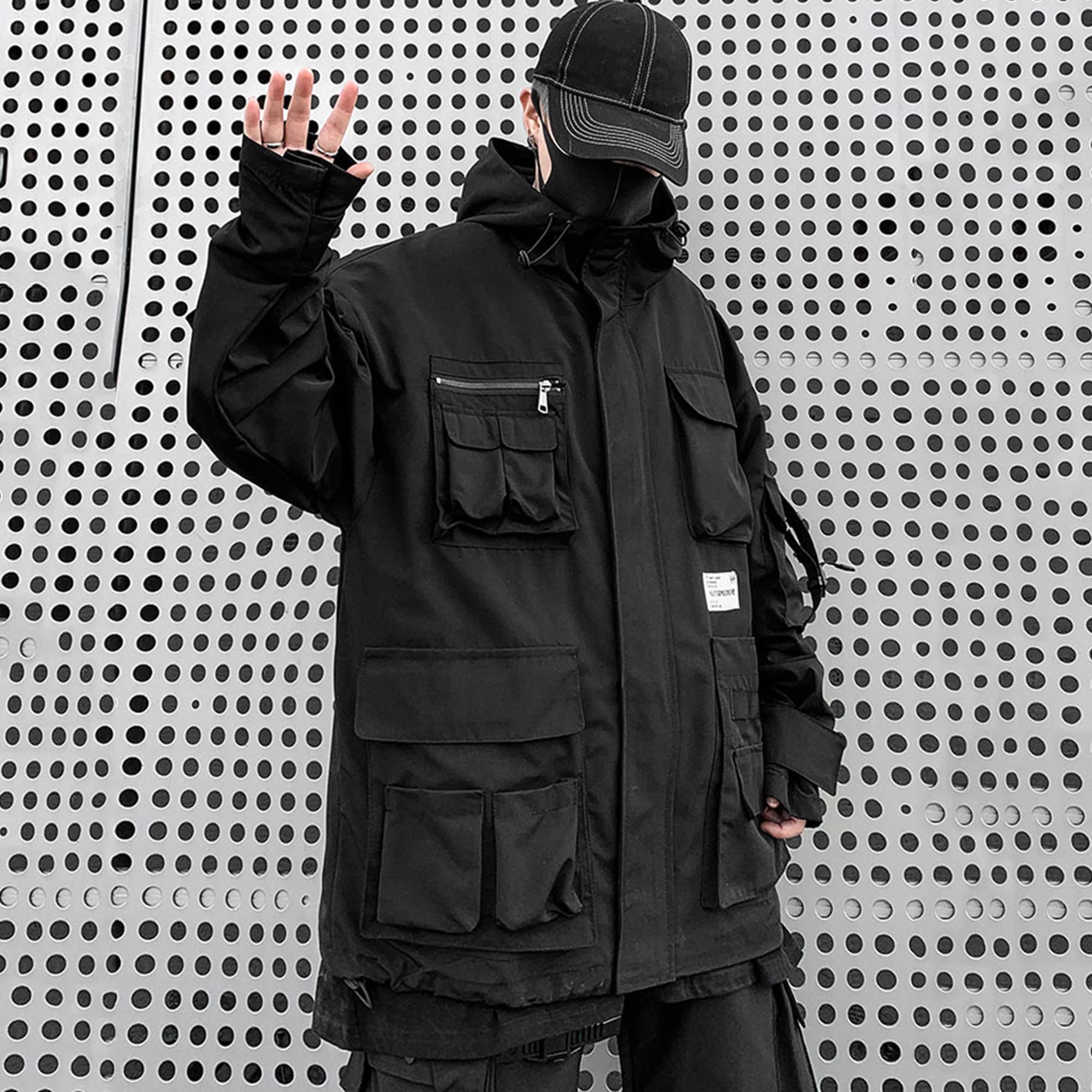 XYXIONGMAO Gotyckie ubrania taktyczna odzież techniczna kurtka z zamkiem błyskawicznym wiatrówka z kapturem streetwear kurtki dla mężczyzn