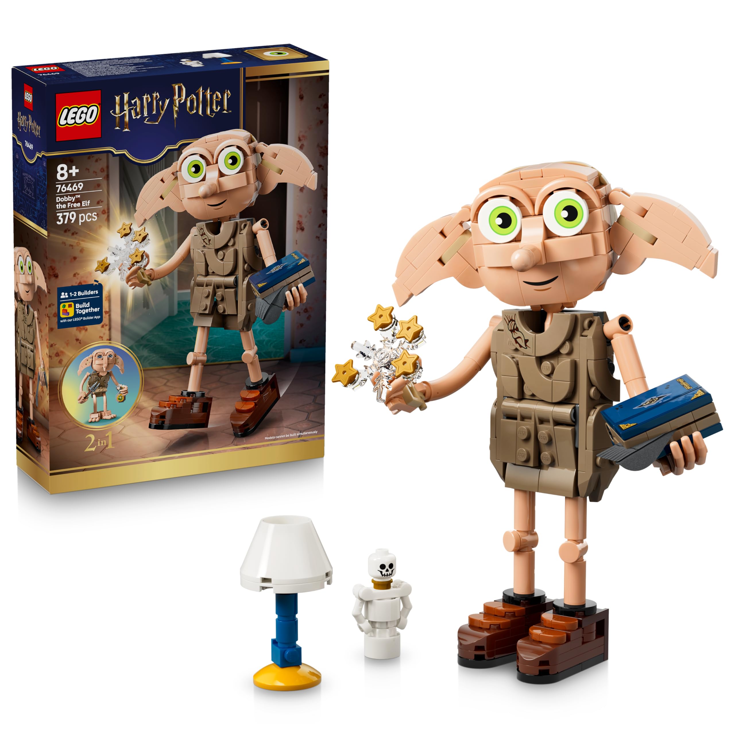 LEGO Harry Potter Dobby, der Freie Elf Spielzeug - Modellbau umbaubar in eine Kreacher Figur - DIY Kinderzimmer Deko - Geschenk für Mädchen, Jungen und Fans ab 8 Jahren - 76469