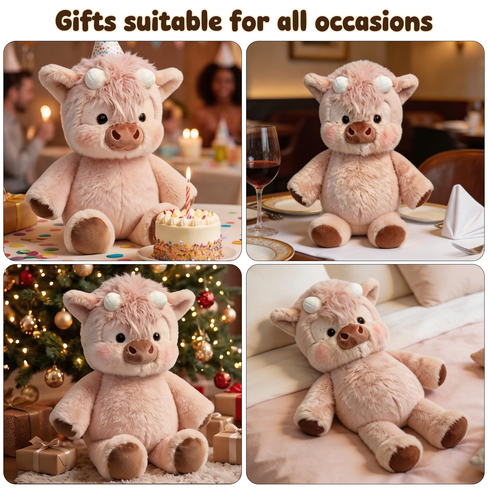 Peluche Che Corre, 45cm Peluche di Cinghiale, Peluch Mucca, Vitello Che Corre Morbido Giocattolo, Adorabile Animale Peluche Muccas Pelosa, Bambola Collezione Forma Pecora Cartone Peluch Animato (Rosa)
