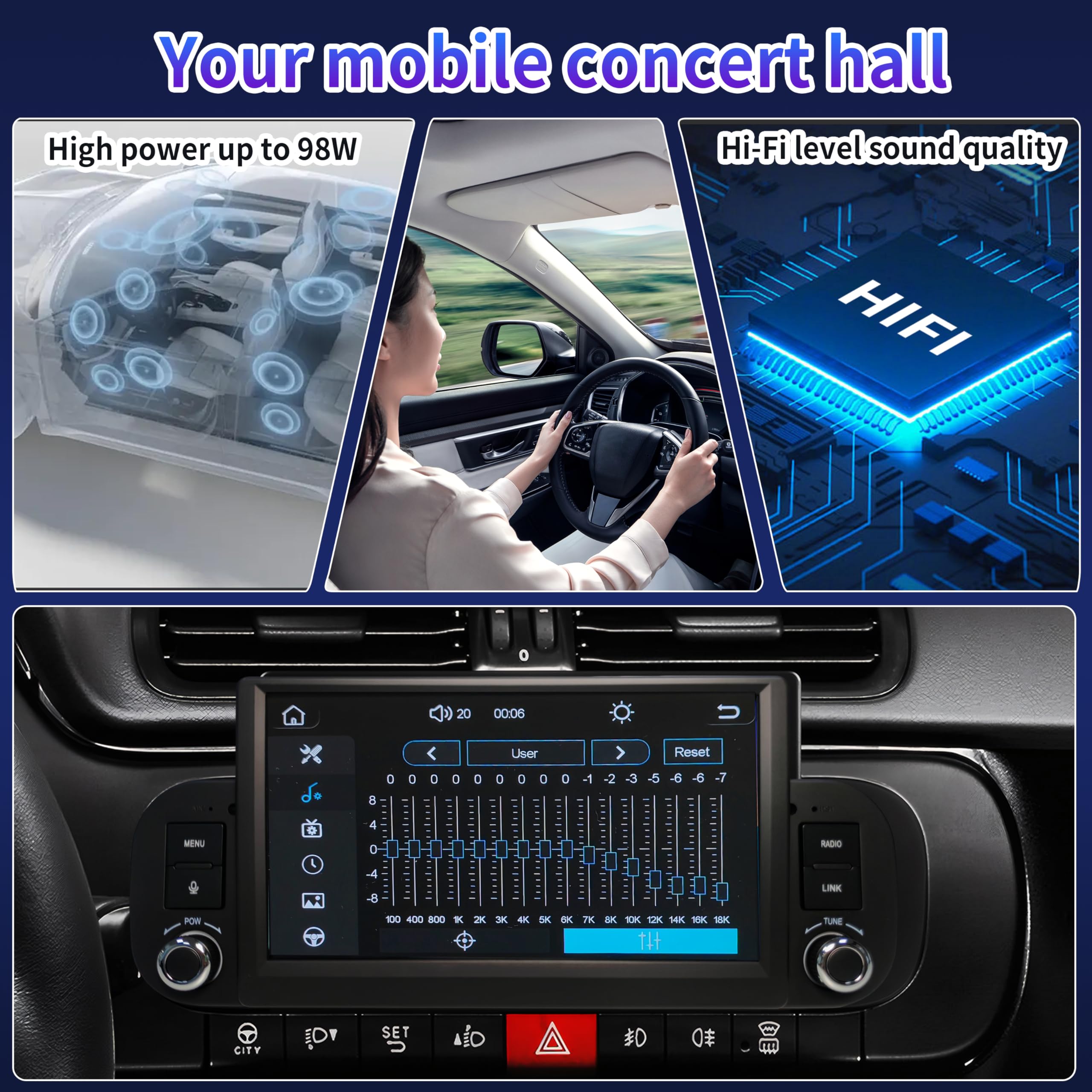 Autoradio per Fiat Panda 2013-2020 con Carplay/Android Auto/Mirrorlink Radio Schermo tattile Supporto, Bluetooth/FM/AM/USB/EQ 7 pollici Touchscreen