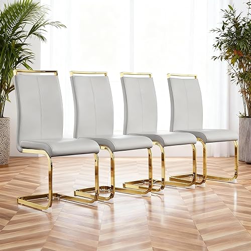 Miniatura 148 de Sillas de Comedor Modernas - Juego de 4 sillas para mesa de comedor, sillas de comedor blancas, patas cromadas plateadas para comedor, sillas de