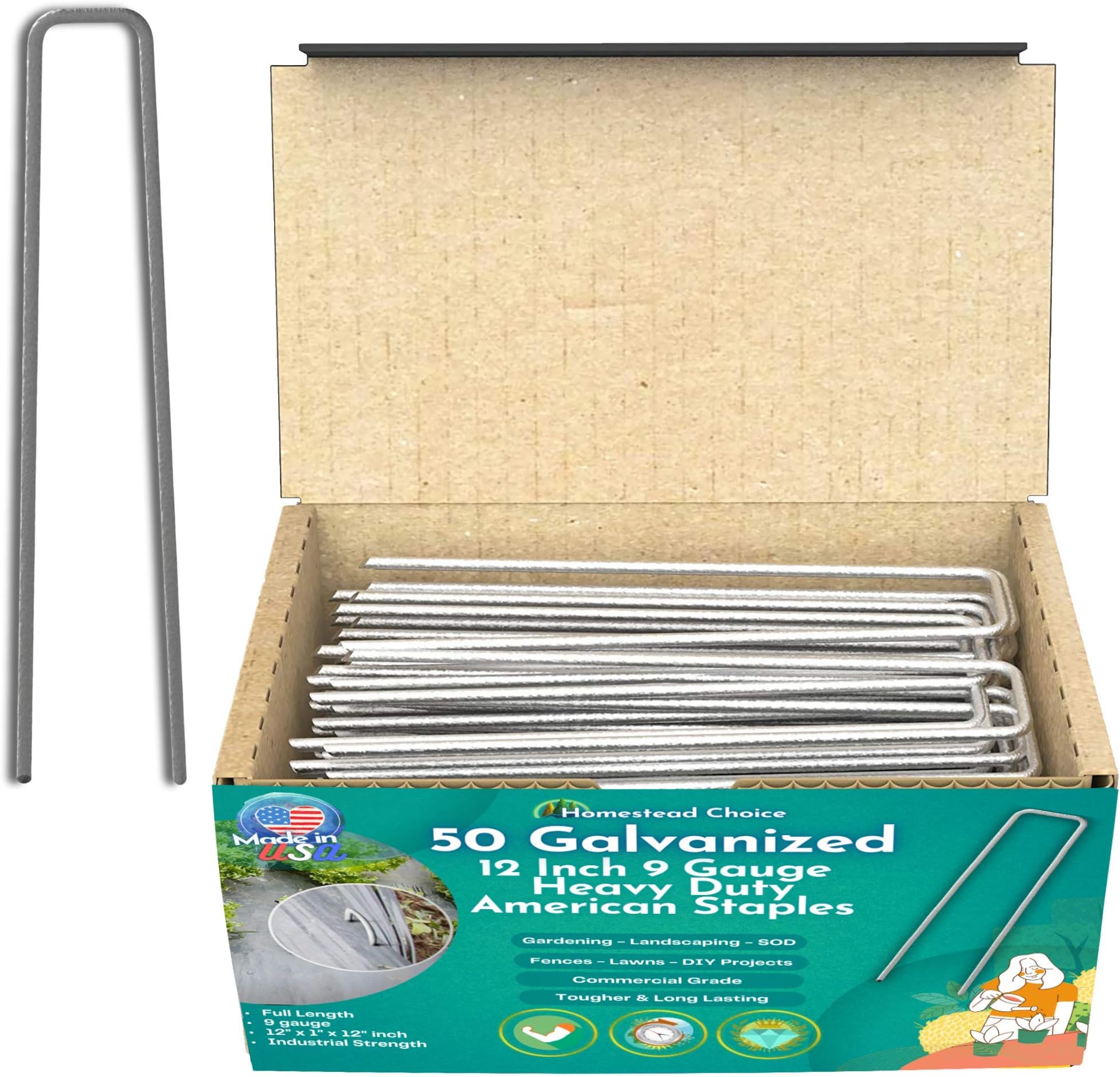 50 Count 12 Inch 9-Gauge Galvanized Staples