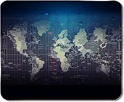 Tapete de mouse com mapa do mundo, mouse pads de mapa do mundo para mouse sem fio, computadores, laptop, acessórios de mesa, 9,5 x 7,9 polegadas