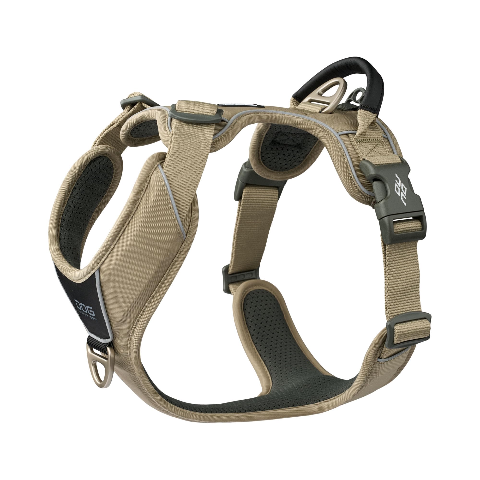 DOG Copenhagen Comfort Walk Pro 3.0 Dog Harness - Top and Front Clip Training Harness with Handle - For Small and Large Dogs - Padded for Comfort - Reflective Trims - No Pull, Desert Dune, XS