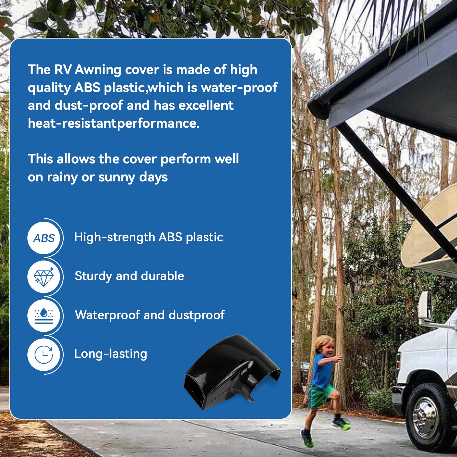 Rv Awning End Cap Replacement for Carefree of Colorado Compass/Altitude Idler (LH) Cover Kit R001932006 Carefree Awning Parts, Black - 5