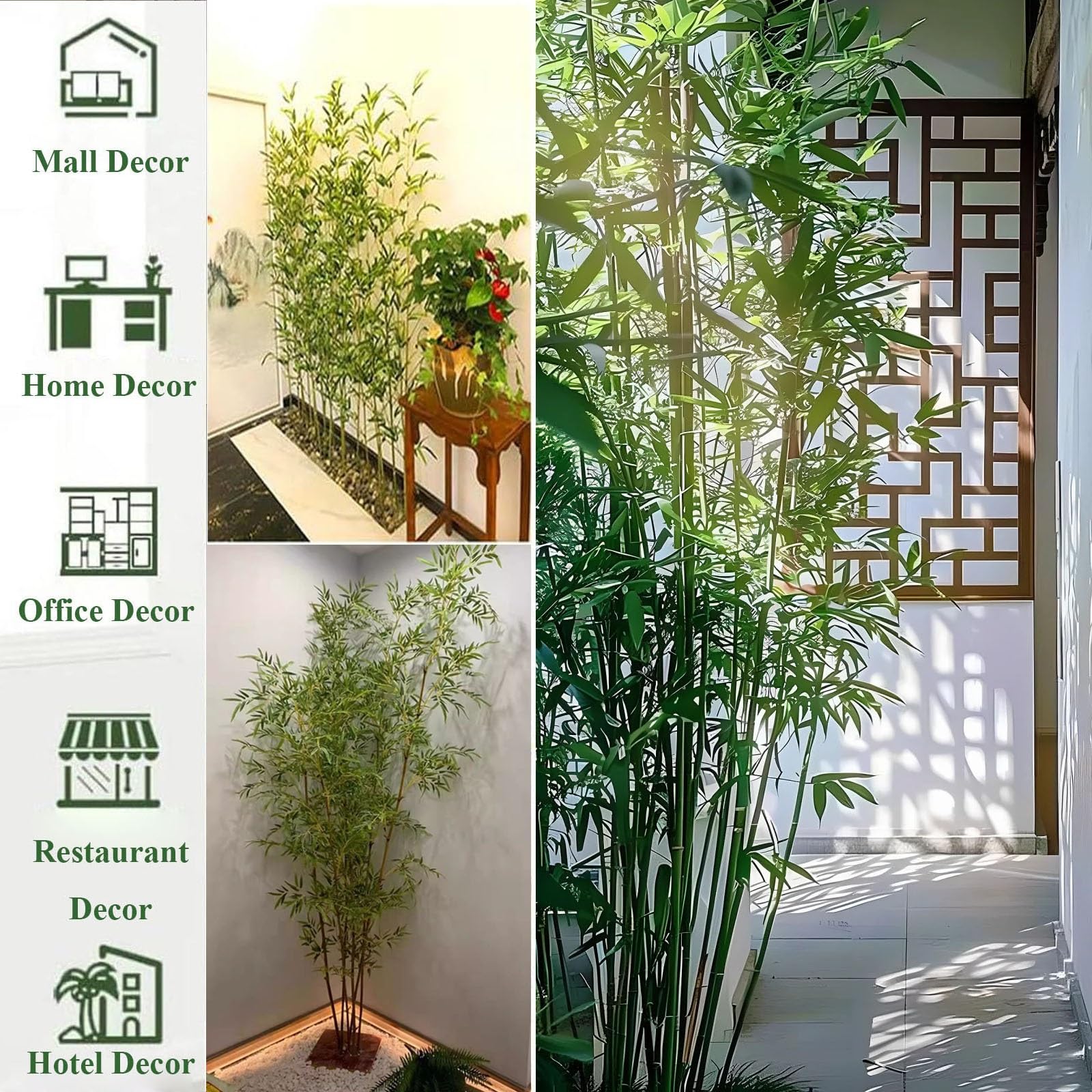 Große künstliche Bambusbäume, 30 Kunstseide-Pflanzen für Zuhause, Büro, Aquarium, Dekoration, Wandteiler, Landschaftsbau mit Kunststoff-Pflanzgefäßen, 1,5 m Höhe