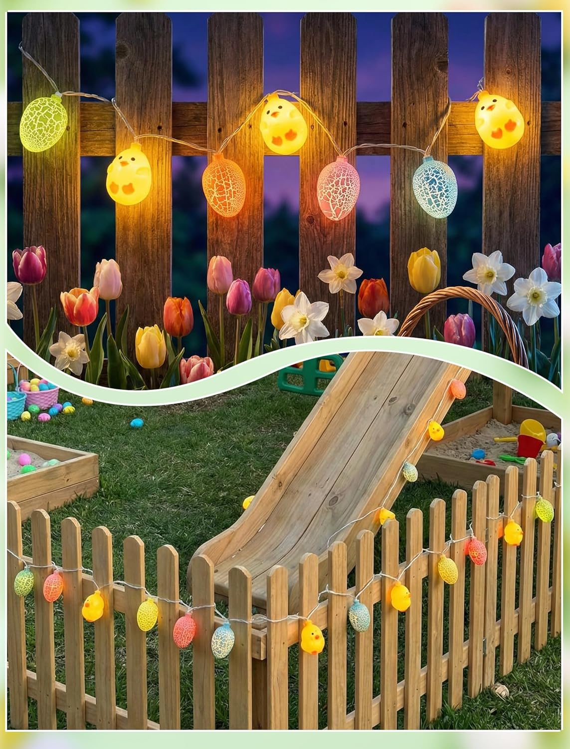 LED Easter Yellow Chicks Cracked Egg String Lights, 8.5Ft Plug in Eggs Lights Indoor Easter Decorations, 10 Multicolor Easter Fairy Lights for Outdoor Party Birthday Garden Spring Home Decor for Kids