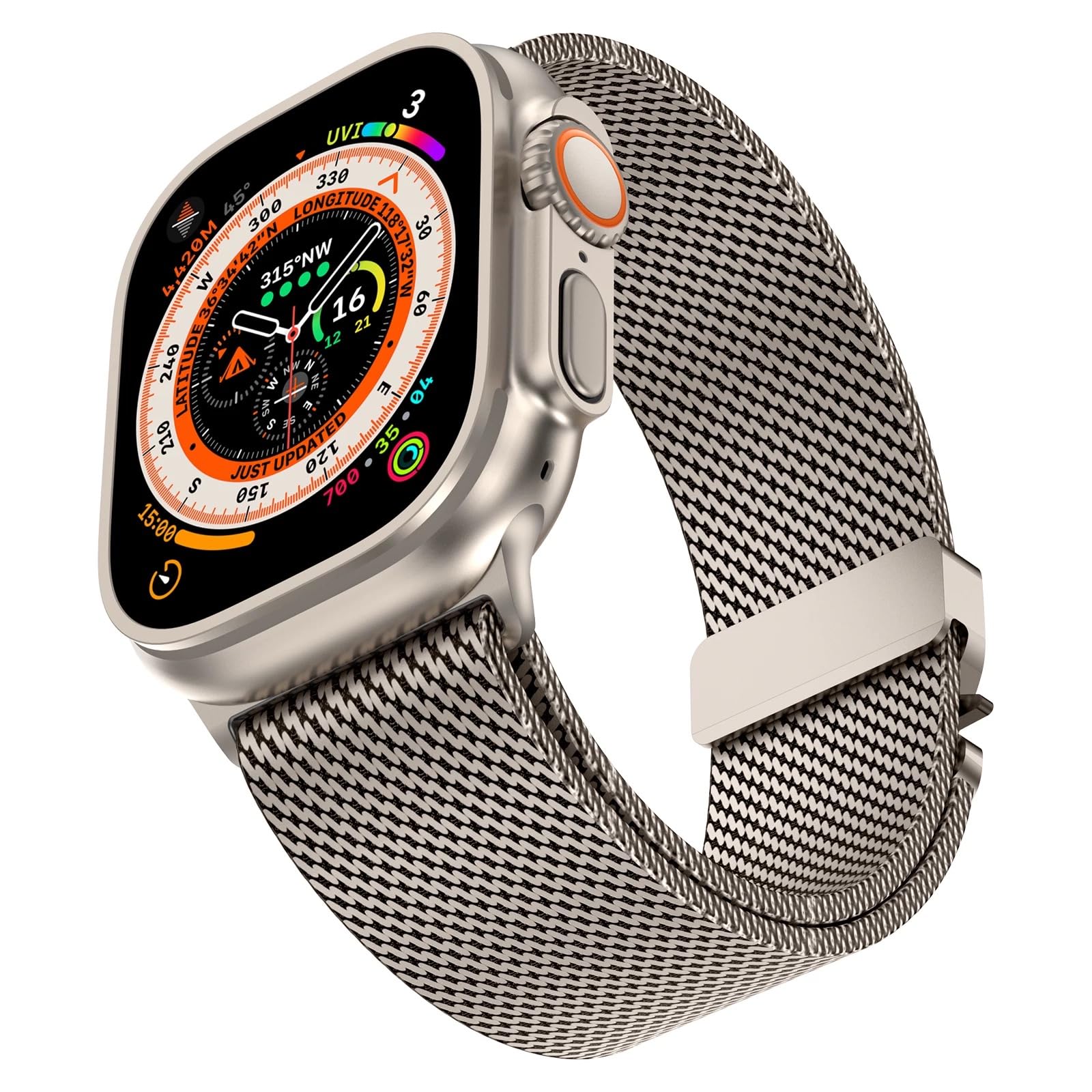 SRena MLNS cinturino per cinturino apple watch 41mm 40mm 38mm ultra 2 apple watch cinturino series 10 9 8 7 6 5 4 3 2 1 milanese originale acciaio in colore Titanio Lega Oro