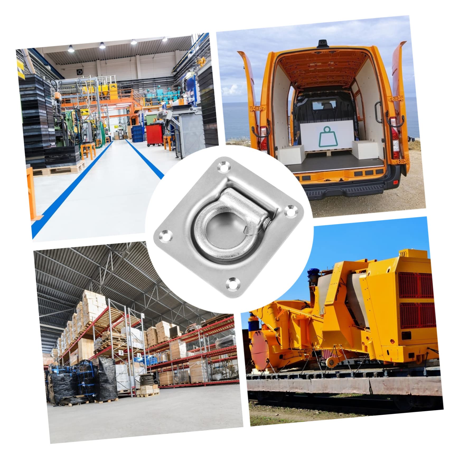 KICHOUSE 1 PC Truck Lying Ring Recessed Trailer Tie Rings Truck Anchors Hook d Ring Lashing Ring Car Tie Down Straps Anchors d Ring Pallets Tie Down Ring Heavy Duty Ring Carbon Steel Silver