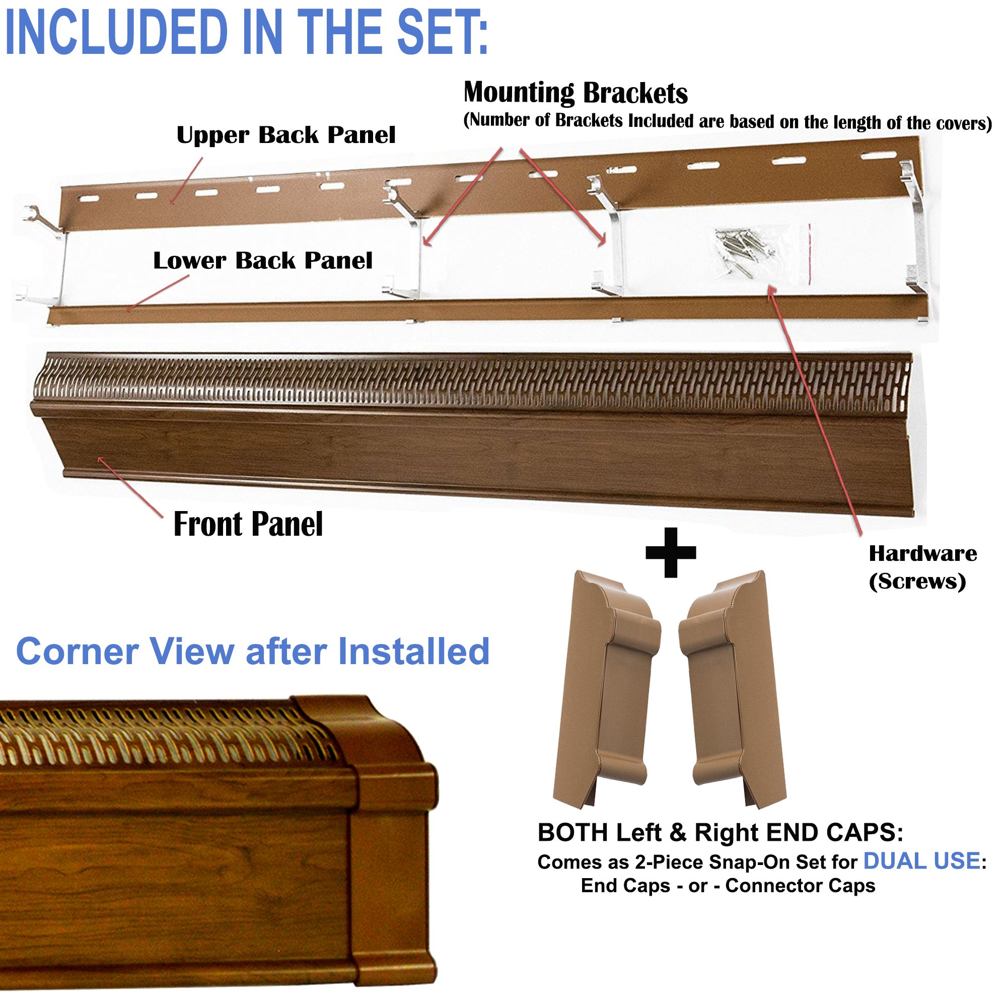 Baseboard Heat, Heater Covers WITH End Caps (Left and Right) Hot