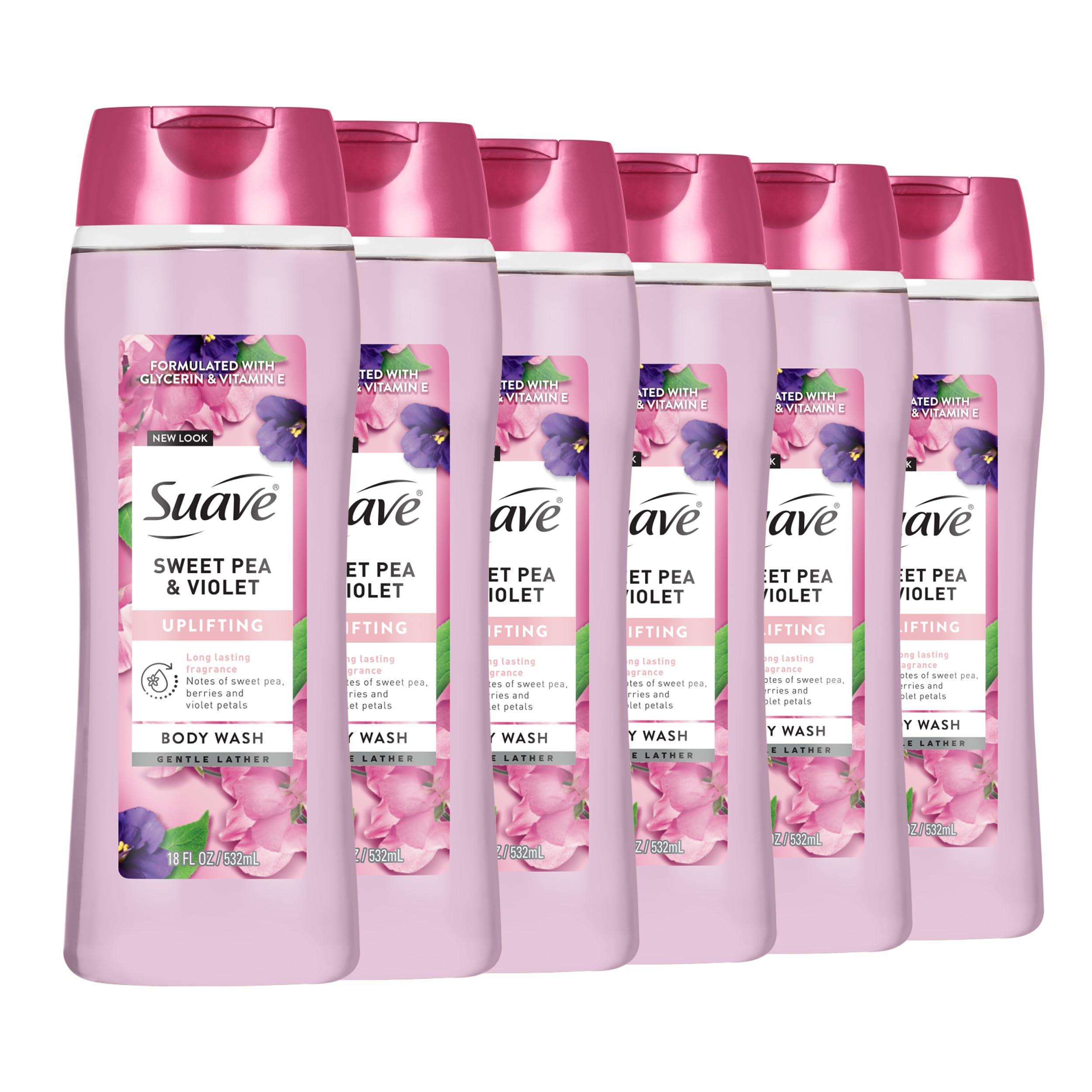 Suave Moisturizing Body Wash with Sweet Pea Violet and Vitamin E Extract No Parabens No Phtahaltes 18 Oz