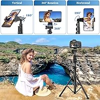 Vista 5 de Trípode para Teléfono, Trípode de Palo Selfie de 70", Soporte de Trípode para Teléfono Celular con Control Remoto y Soporte para Teléfono, Bolsa