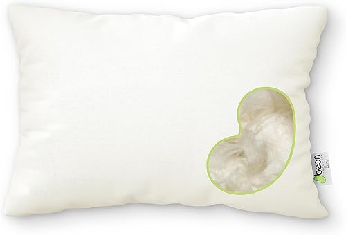 Bean Products Almohada Kapok orgánica japonesa + funda natural Org - 14 x 20 pulgadas - Carcasa de algodón orgánico con cremallera - Fabricado en