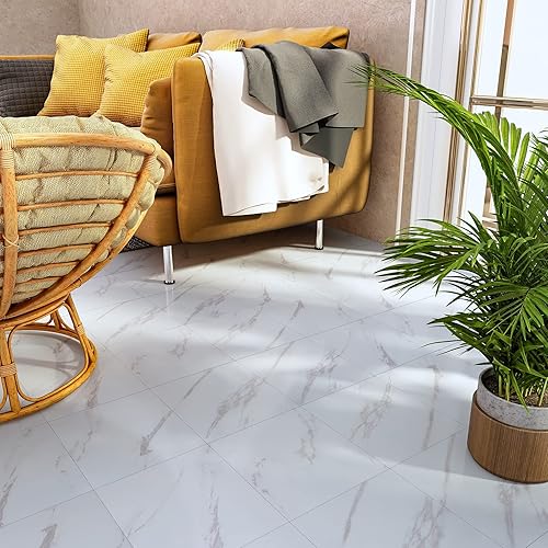 Miniatura 92 de CHICHOME Paquete de 32 azulejos de vinilo impermeables para despegar y pegar, de 12 x 12 pulgadas, autoadhesivos, removibles de mármol gris