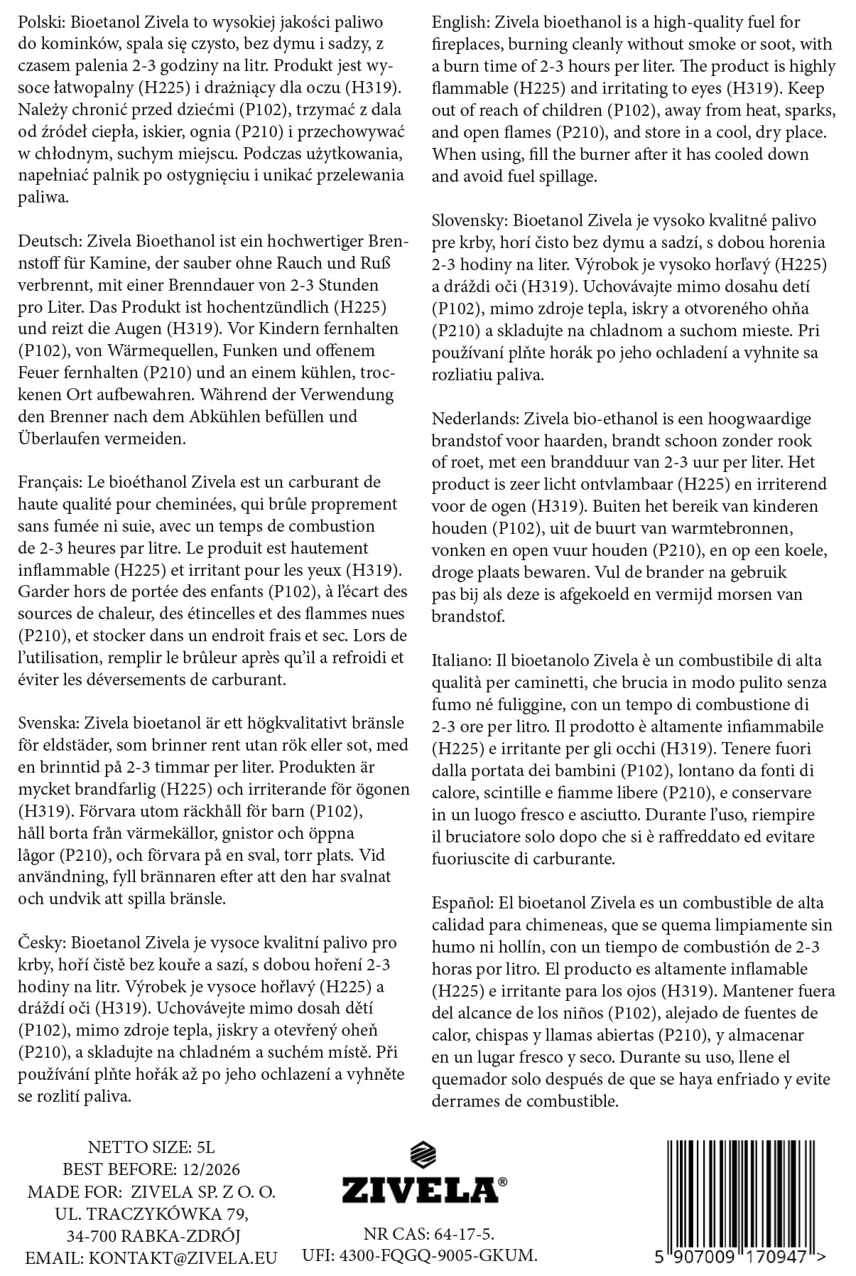 Bioetanol, 96,6%, bioetanol, 5 l, 96,6%, bioetanol, do kominka, bezzapachowy, czyste spalanie, bez dymu, żywy i stabilny płomień