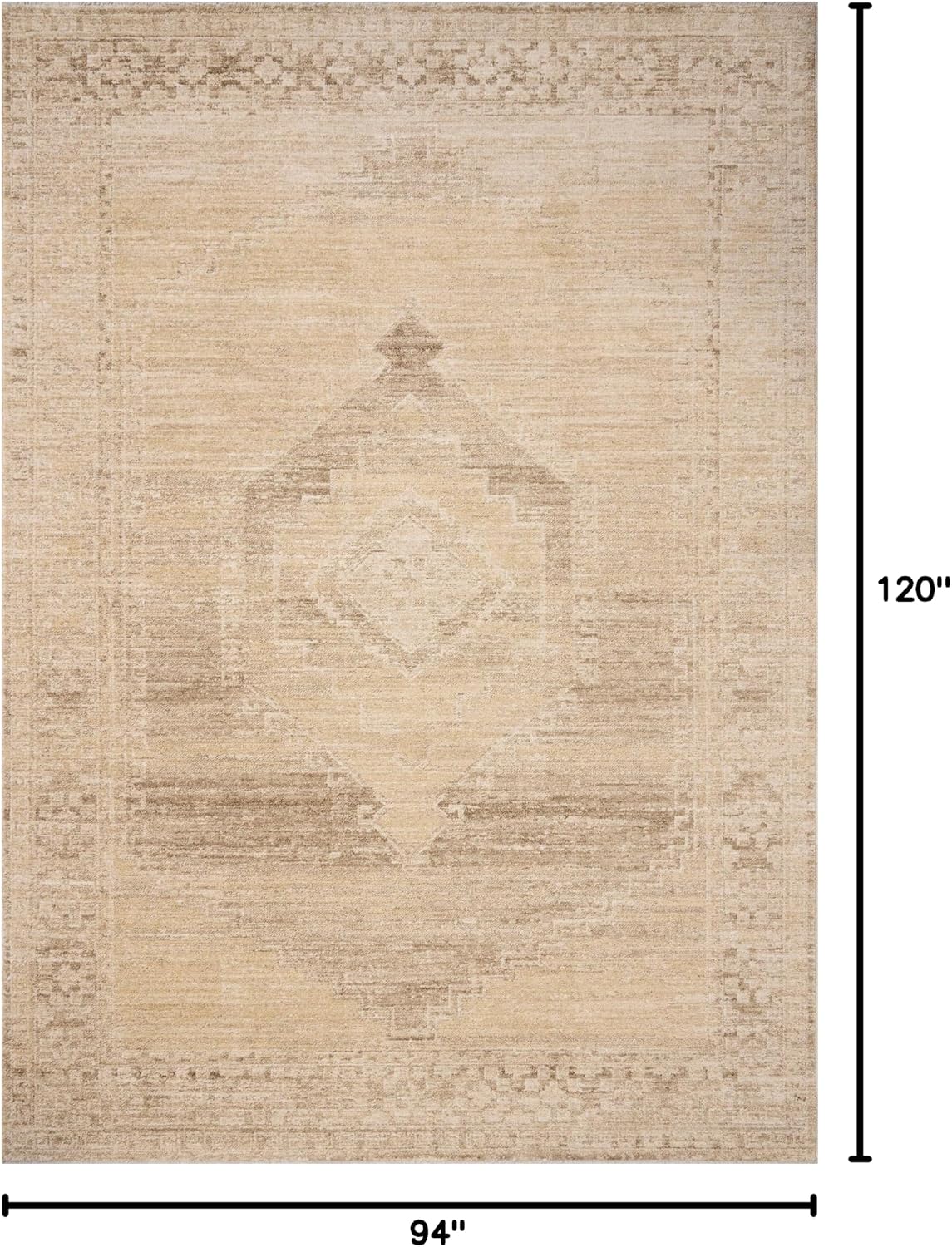 Loloi Chris Loves Julia Palma Collection PLM-07 Wheat/Taupe 7'-10" x 10' Fringe Area Rug Vintage Style Boho Living Room Bedroom Carpet