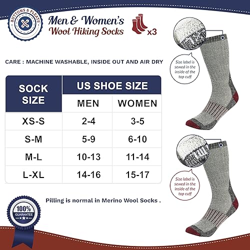 Miniatura 4 de Buttons & Pleats Wool Socks for Men & Women Merino Thermal Warm Cozy Winter Boot Sock