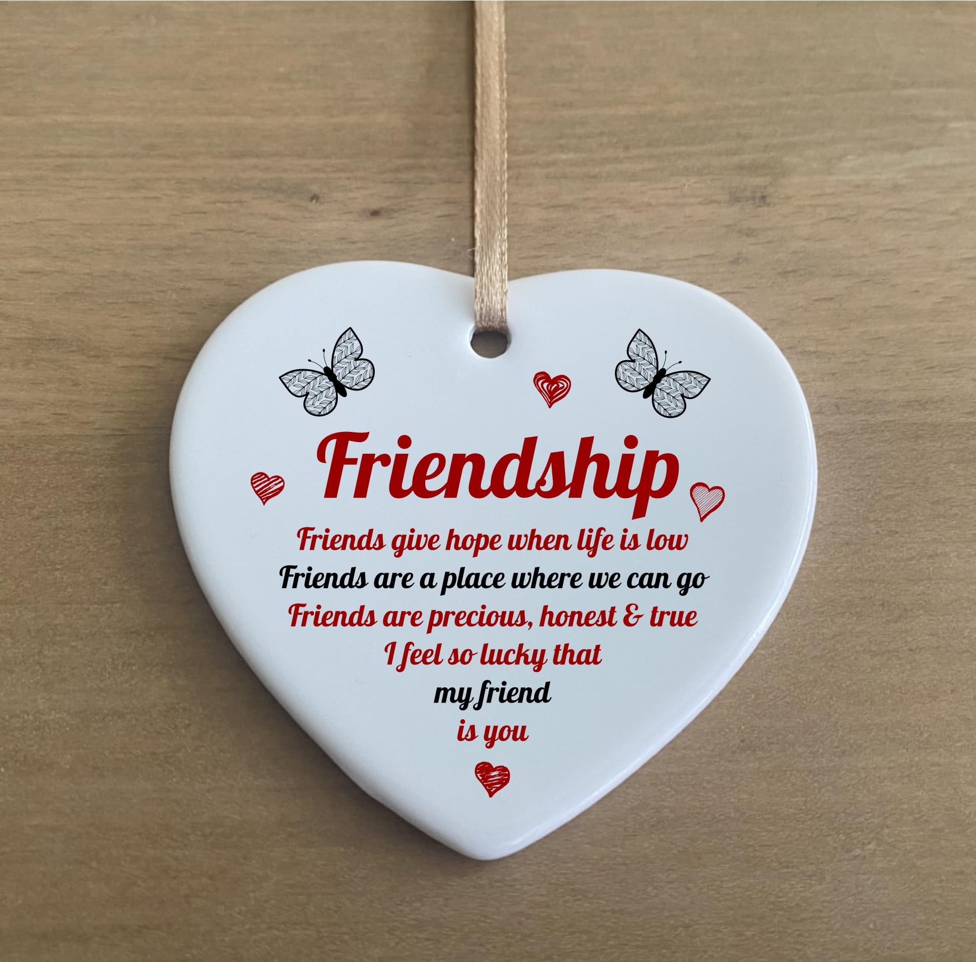 the sticker studio ltd Friendship Lucky My Friend Is You Quote Ceramic Hearts Novelty Plaque Sign Gift cr46