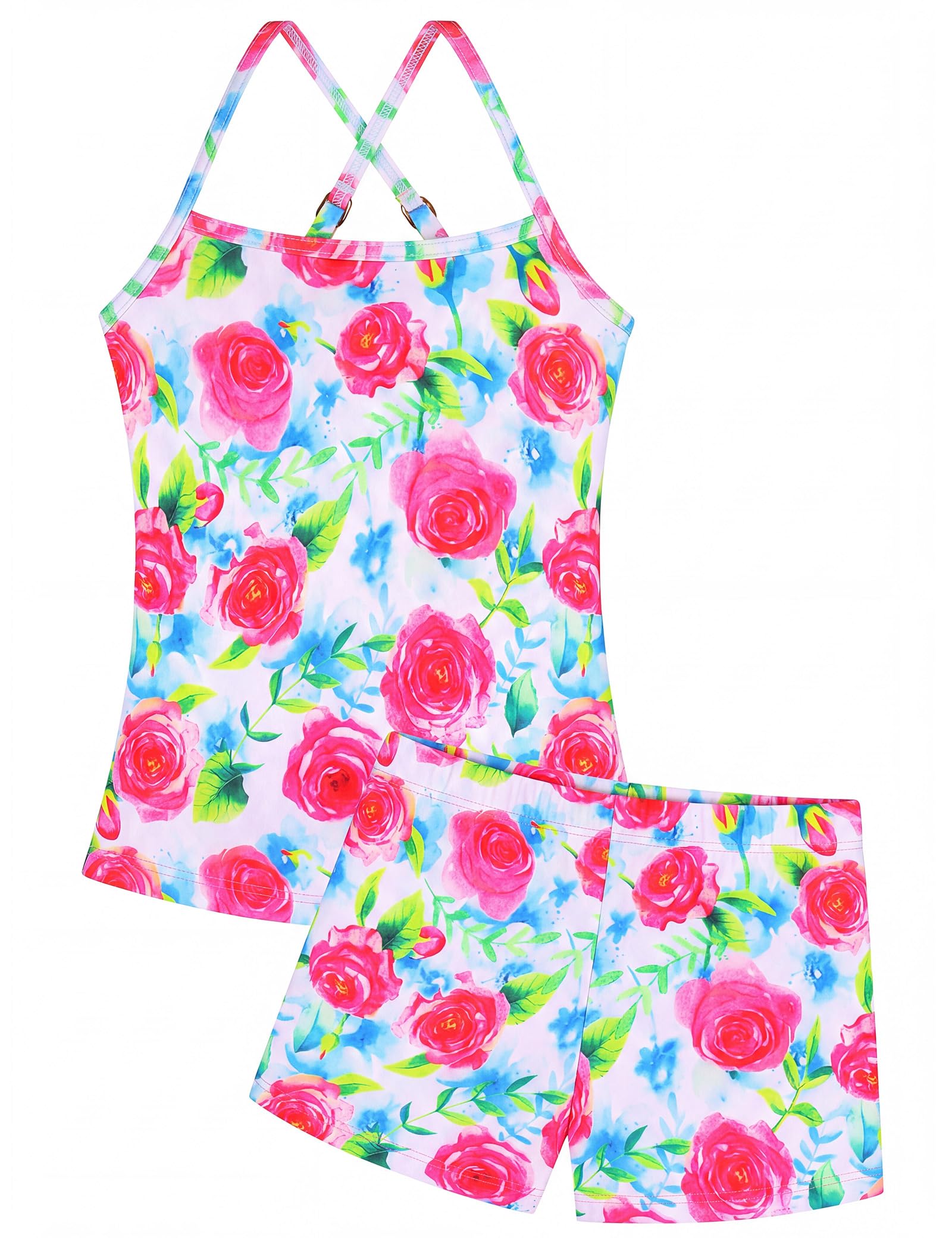 Girls Swimsuit Sleeveless Bathing Suits Back Cutout Summer Swimwear with Removable Chest pad 6-14 Years
