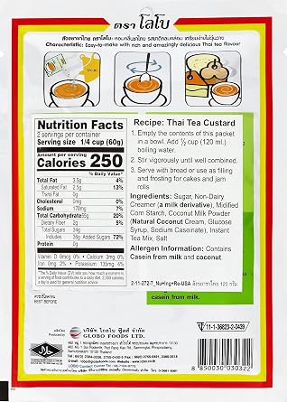 Lobo Thai Tea Custard Dessert Mix (Pack of 3) - Traditional Thailand Tea Mix Custard- Easy To Prepare Mix