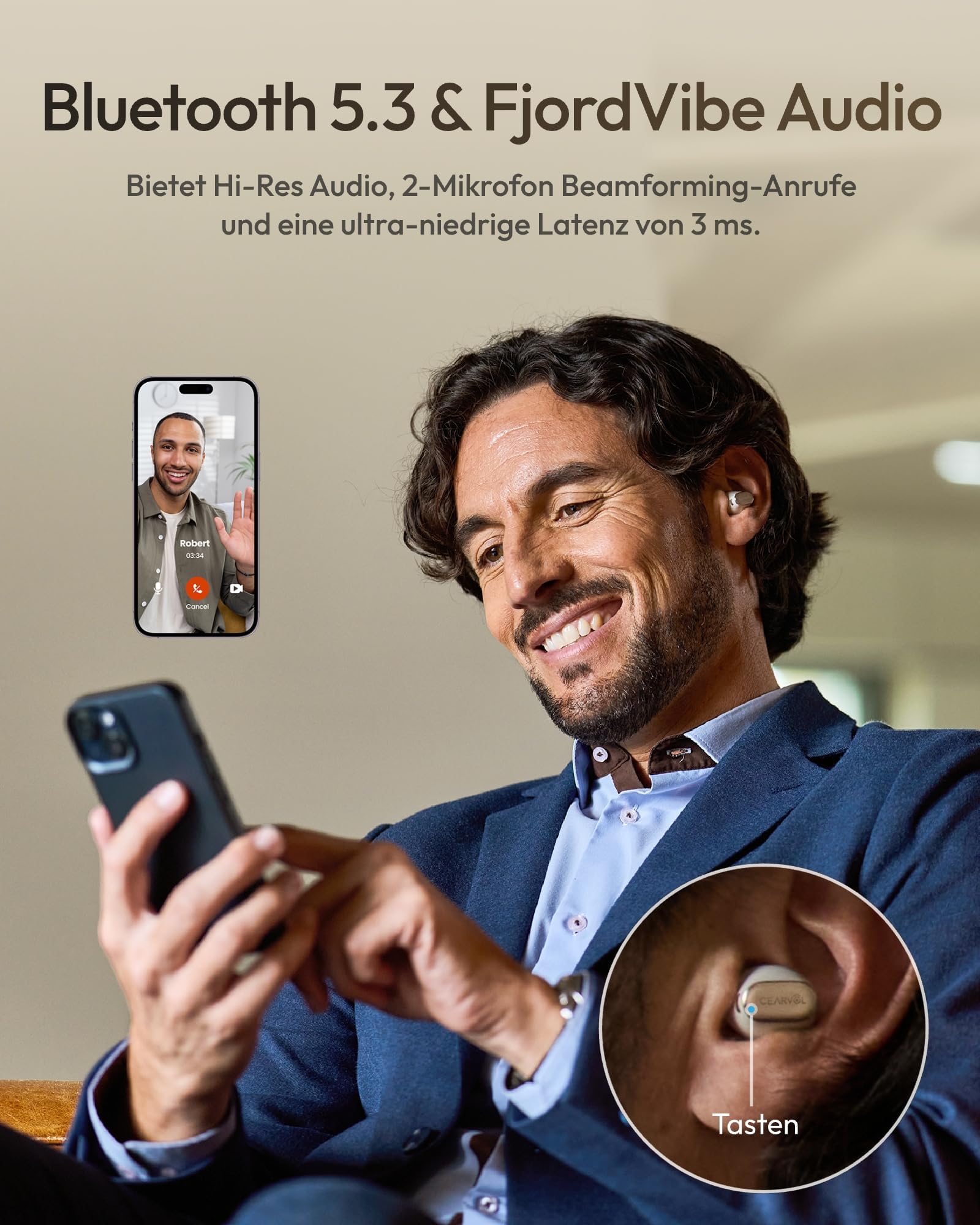 Wave Smart Sound-Verstärker mit Touchscreen-Ladekoffer, NeuroFlow AI 2.0, Bluetooth Dual-Geräte Verbindung, Direkter TV AUX-IN Transmitter, Klare Sprachwiedergabe
