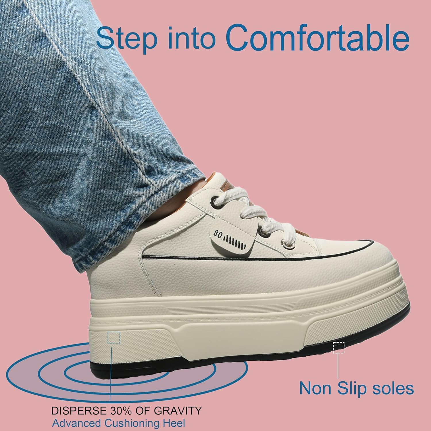 Platform Sneakers For Women - (3 inch-3.5 inch )6cm Heel & 3cm Inner Lift, Comforta... - Image 6