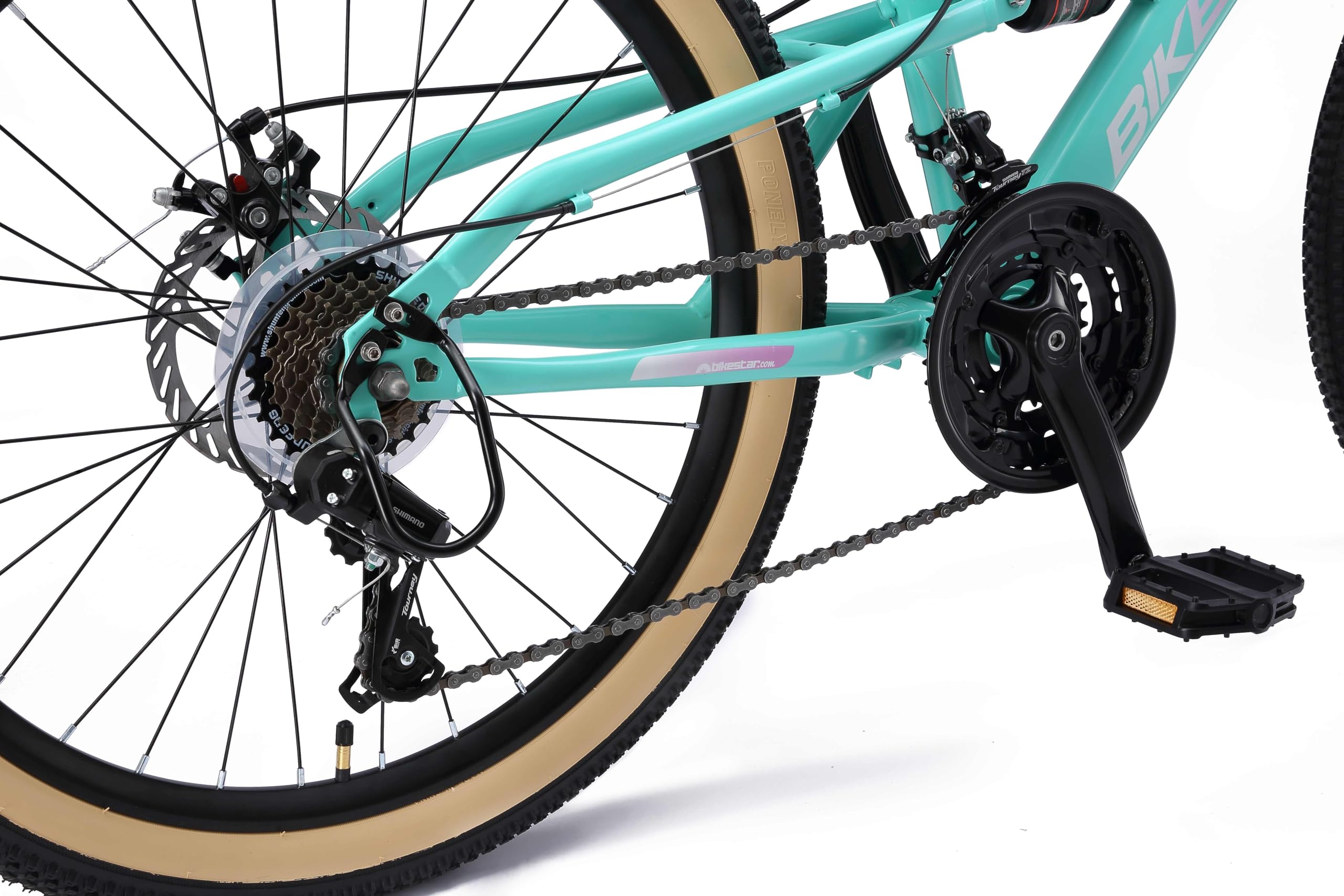BIKESTAR Kinder Fahrrad Fully Mountainbike 21 Gang Shimano, Scheibenbremse ab 8 Jahre | 24 Zoll Kinderrad MTB | RISIKOFREI TESTEN