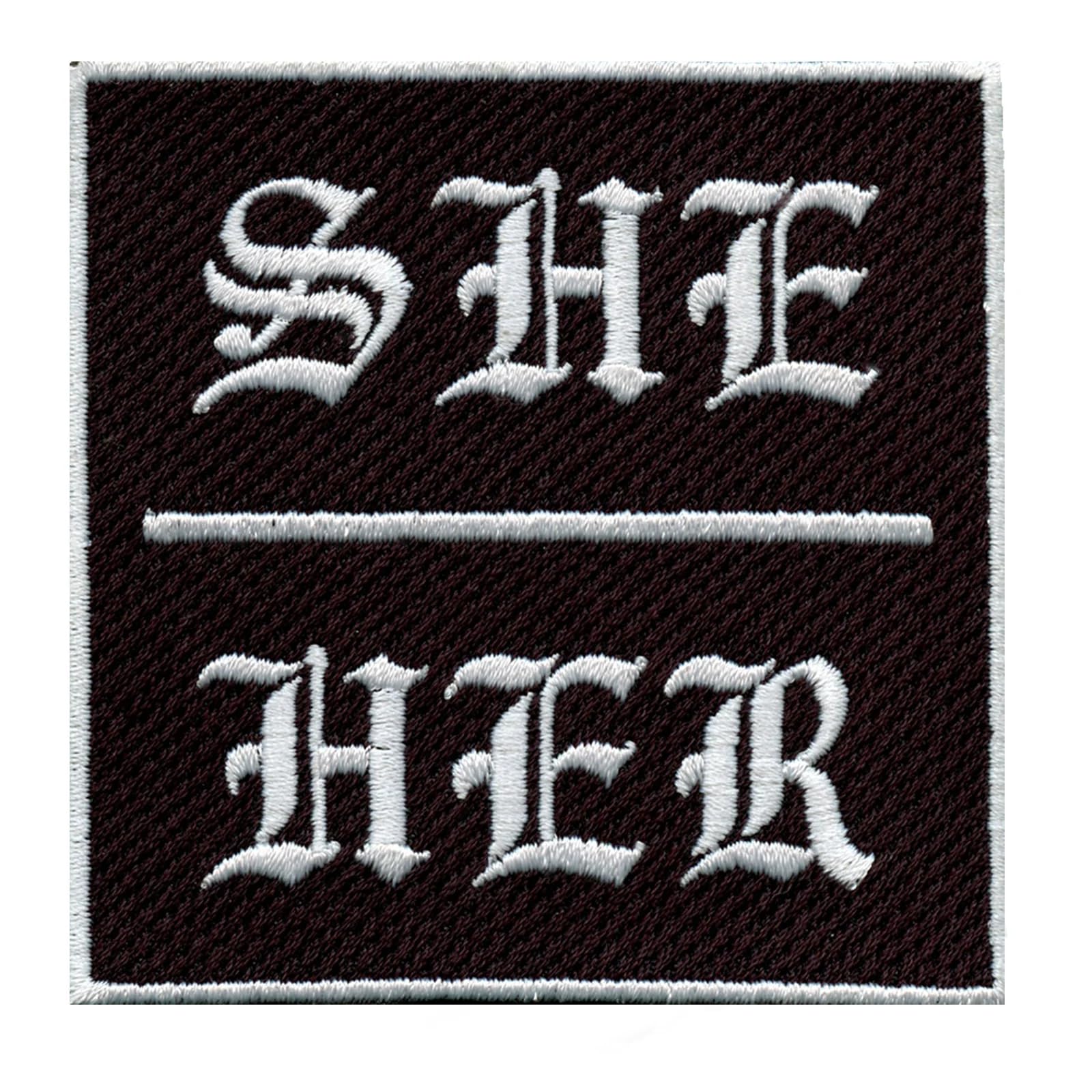 She Her Pronouns Patch Female Gender Embroidered Iron On