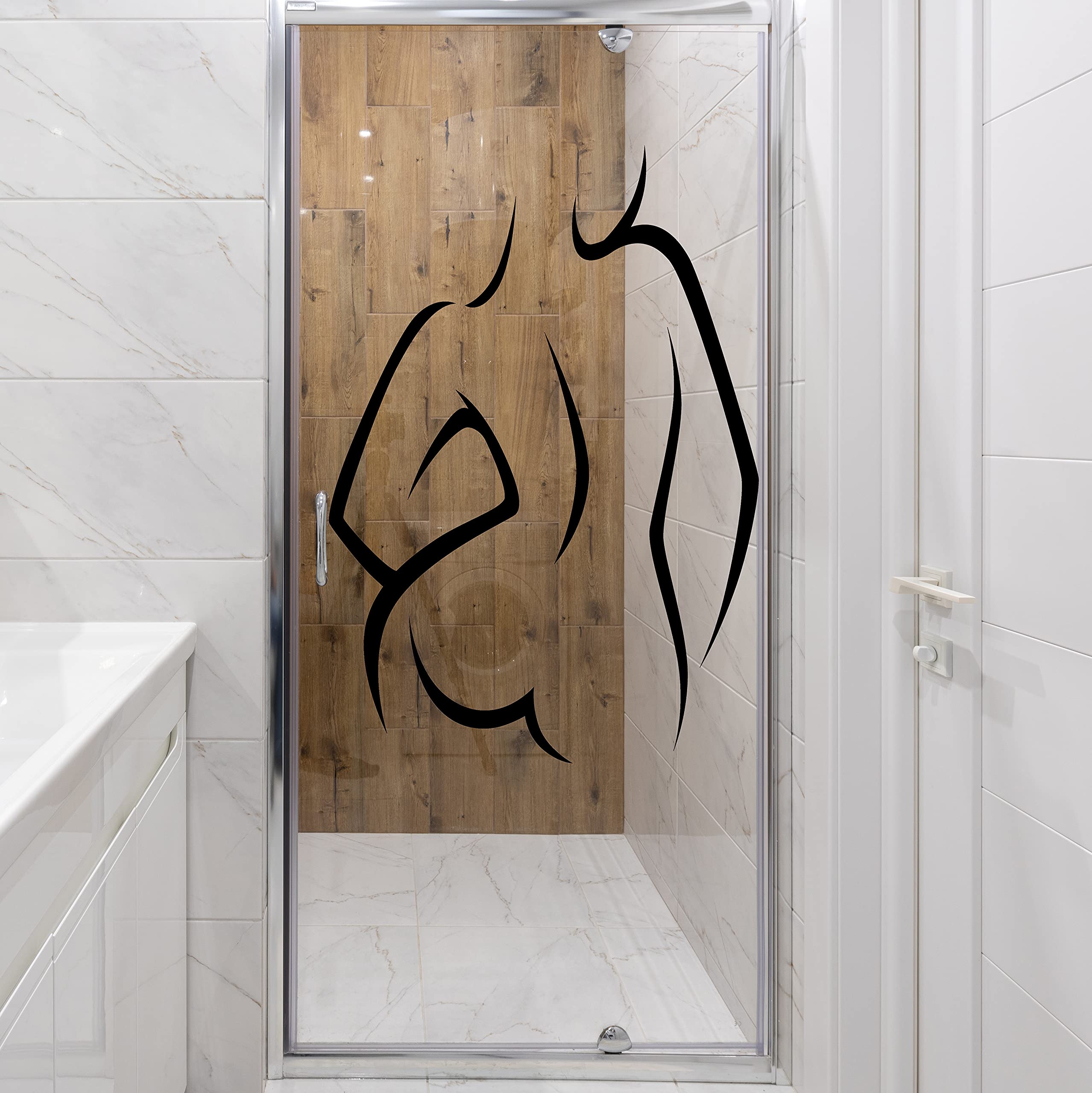 Sexy Girl Body Outline Woman Silhouette Lady Figure Fitness Bathroom Decoration Wall Decal Removable Large Decal Line Art Décor Simple Black and White Wall Décor Bar Dance Club Art (Medium 22"x31")