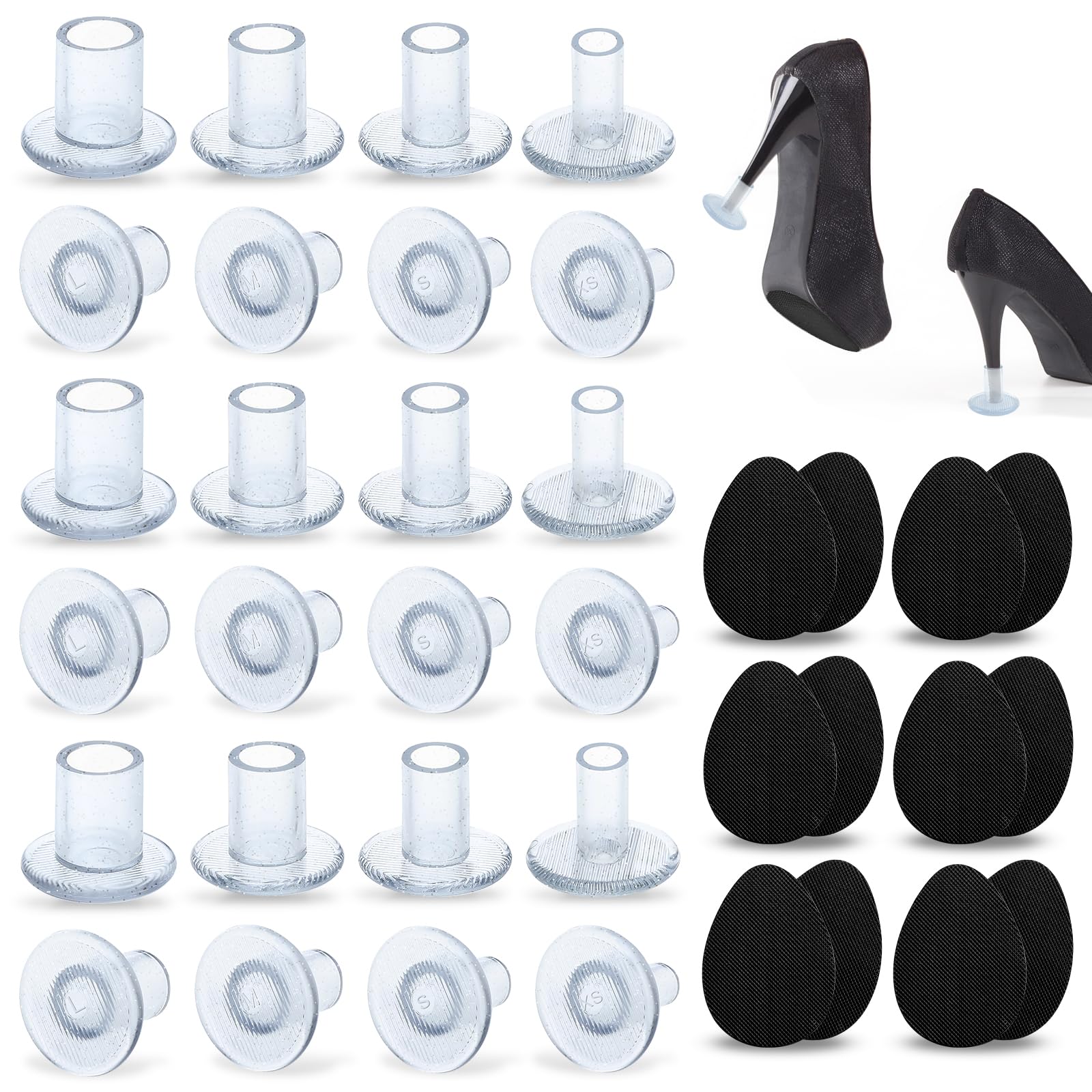 36 protezioni per il tallone XS/S/M/L con suola antiscivolo, antiscivolo e impedisce la caduta della suola per scarpe sportive, tacco alto