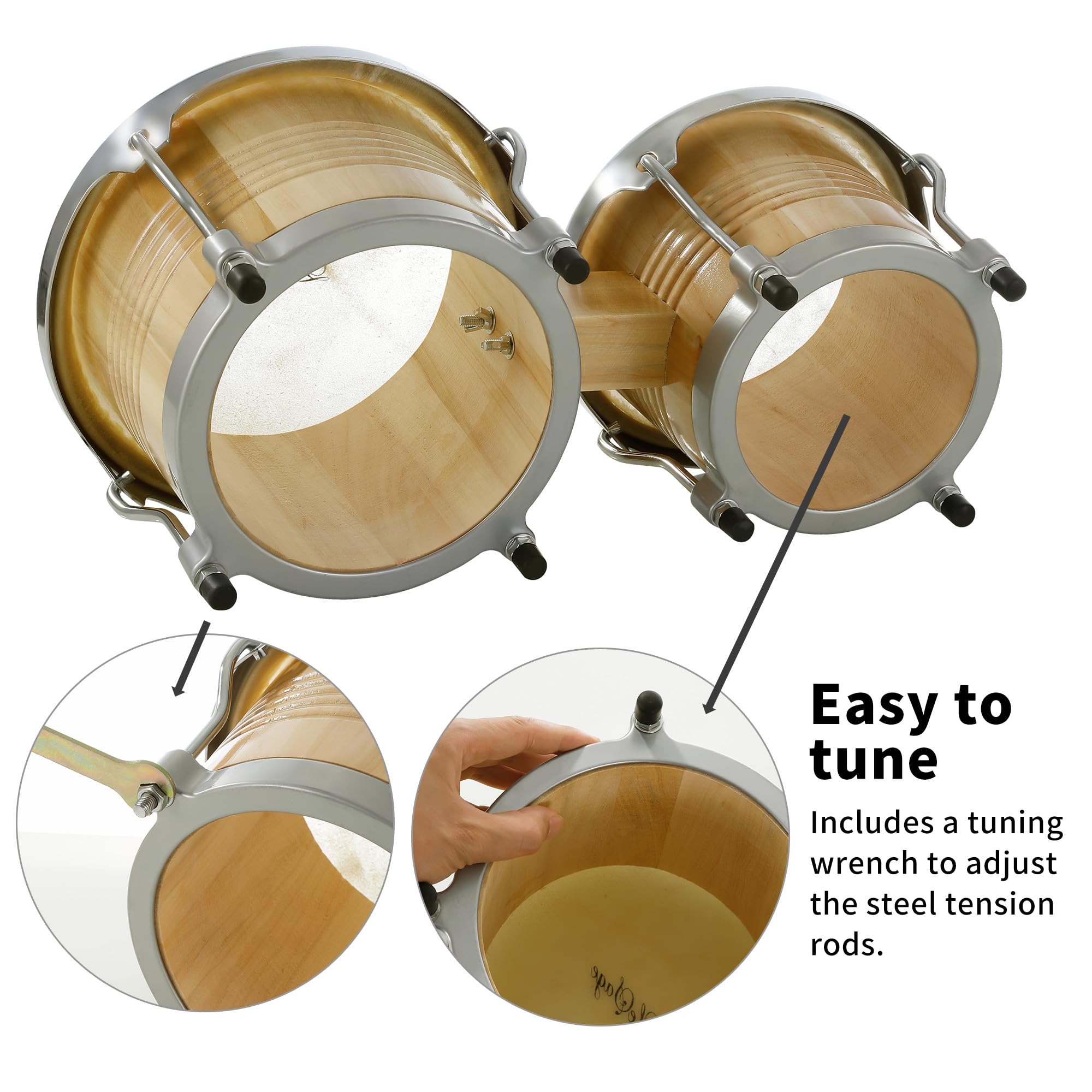 Amazon | LeSage ボンゴドラム 大人用 天然バッファロースキンヘッド 7