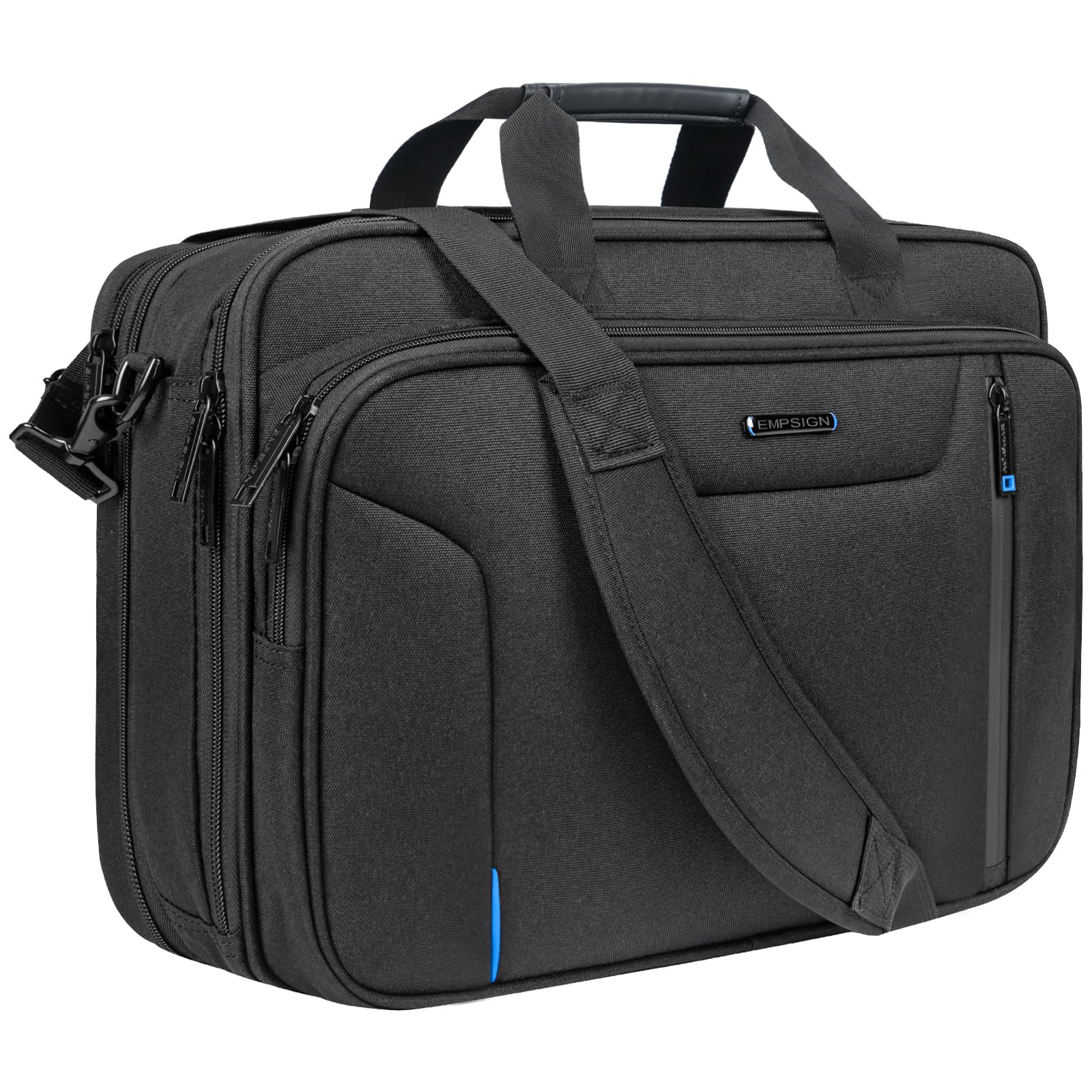 EMPSIGN Laptop Bag Briefcase for Men, 17.3 Inch Computer Case, Black-Blue