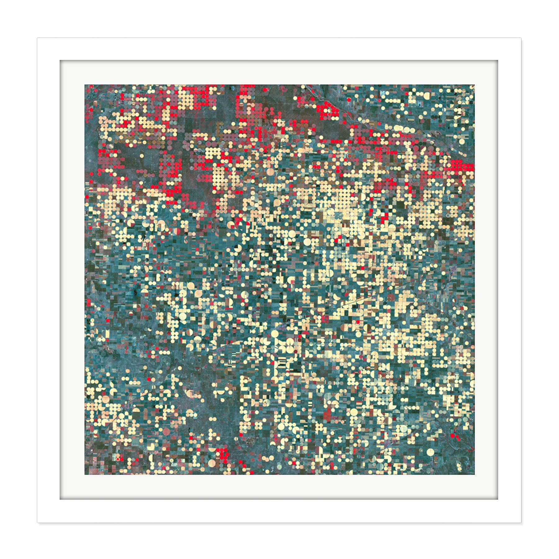Abstract Little Squares Square Wooden Framed Wall Art Print Picture 16X16 Inch