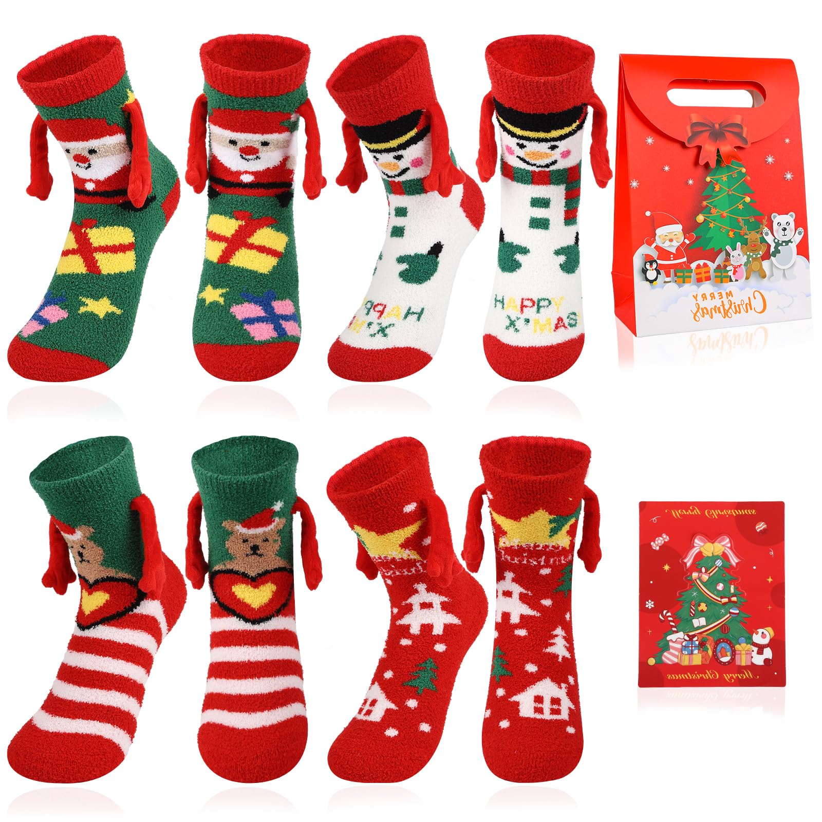 Dwafill Lustige Geschenke Beide, 2/4 Paar Magnetische Socken für Paare, ein Verrücktes Paar, Socken Weihnachten Damen, Freunde Partner