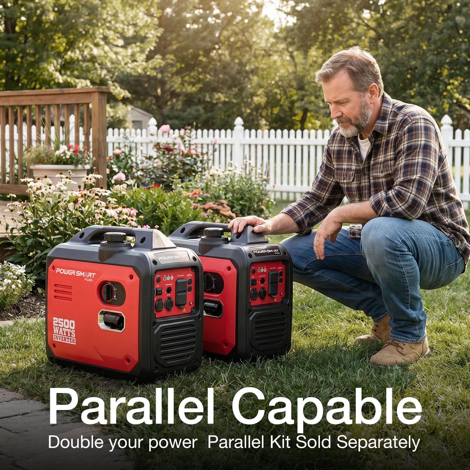 PowerSmart - Générateur onduleur portable de 2500 W, moteur alimenté au gaz de 79,8 cc avec 5,5 h de longue durée, petit générateur ultra silencieux pour camping, camping-car, coupure de courant à la