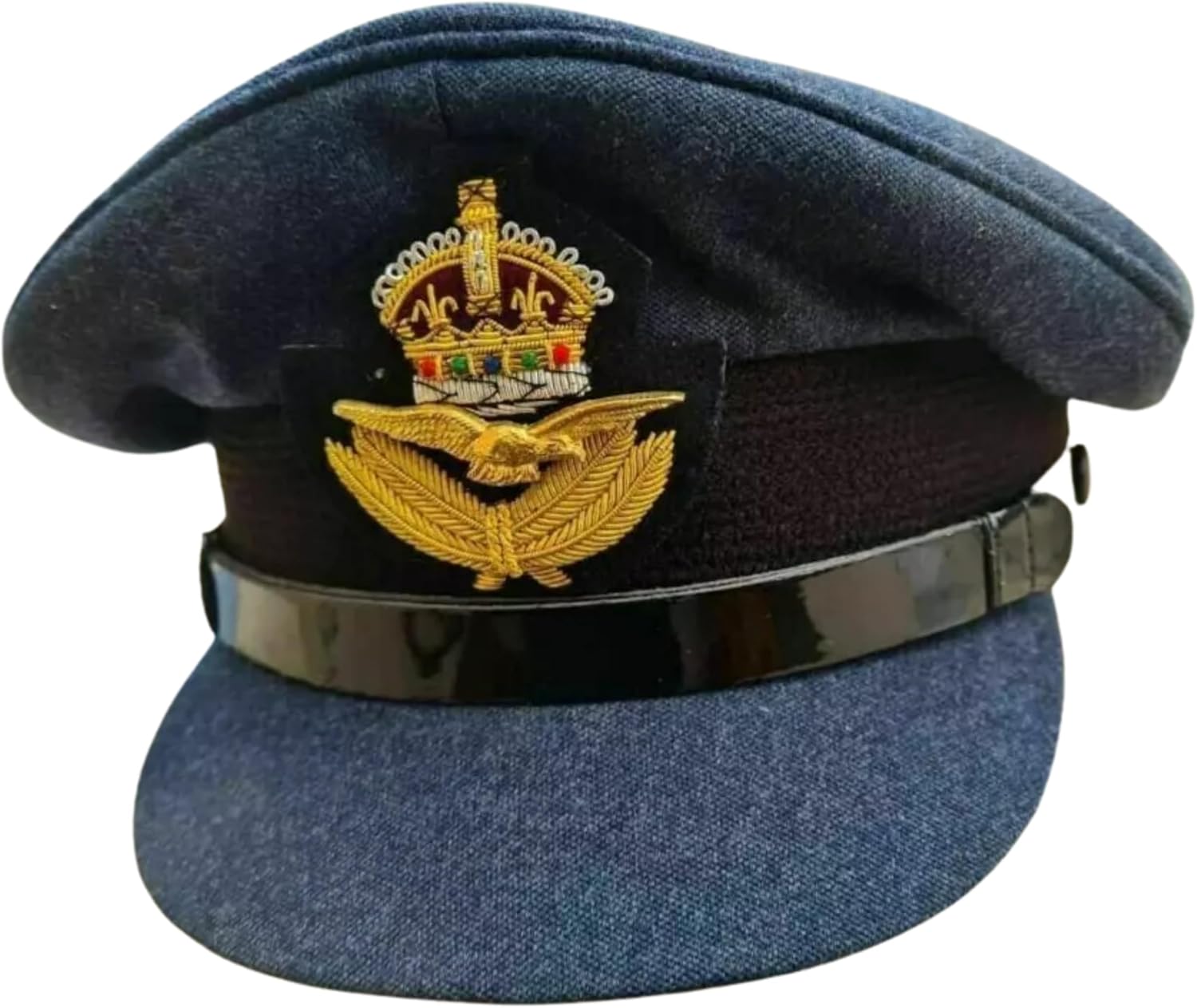 WW2 British RAF Visor Cap, Reproduction Pilot Peak Hat, Air Force Officers Uniform