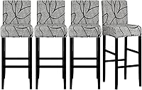 Vista 20 de Lellen Juego de 2 fundas para taburetes de bar, fundas jacquard para taburetes de bar, fundas deslizables elásticas para taburetes de bar