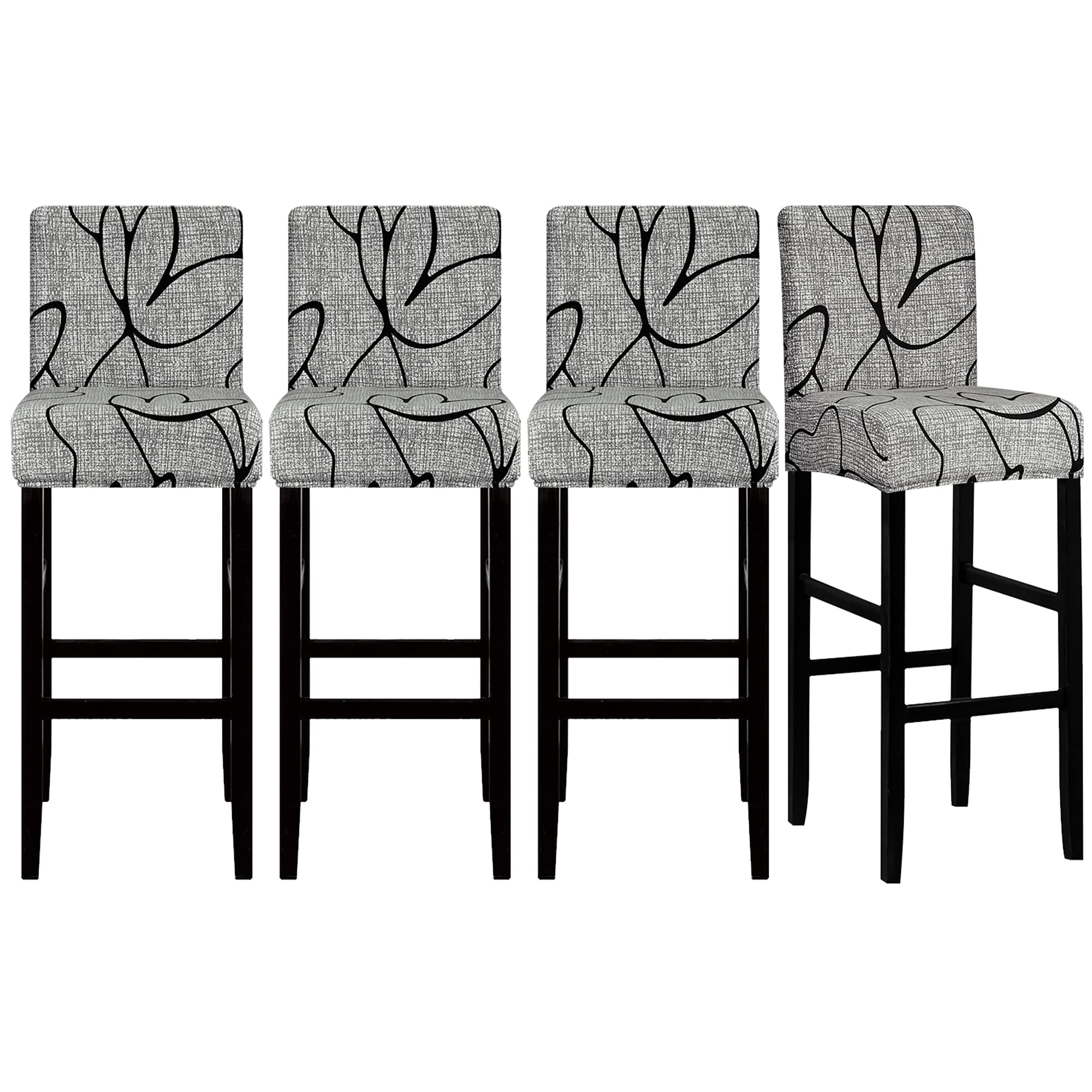 Lellen Bar Stool Covers Set of 4 - Pattern Barstool Seat Covers,Stretch Bar Chair Covers,Removable Bar Stool Chair Covers,Chair Slipcovers,Stool Covers for Kitchen Dining Room Counter Island