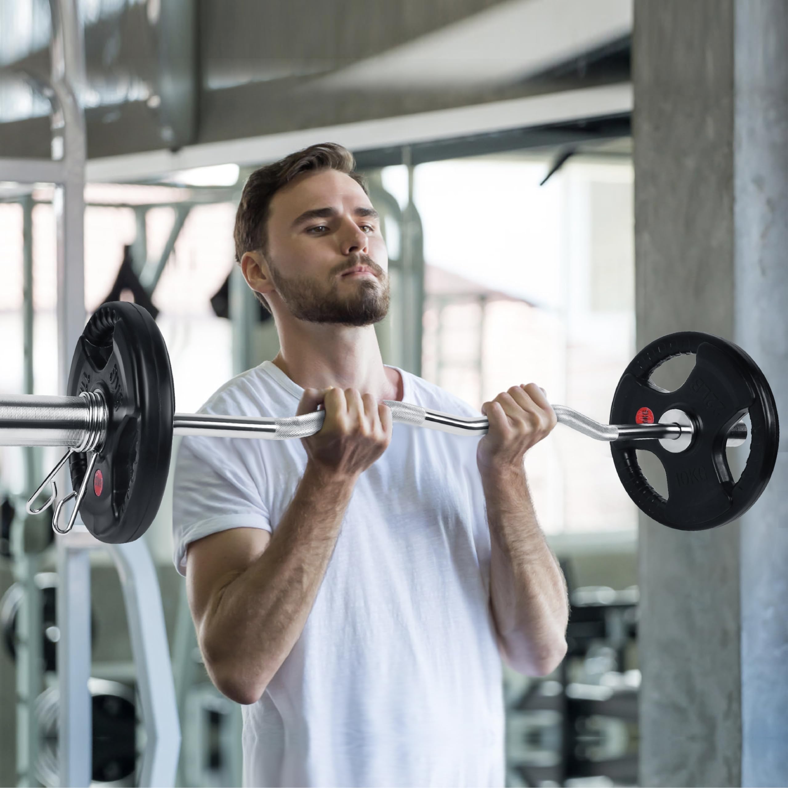Barre De Curl Wuuhoo Diego – 120 Cm, Acier Chromé, Charge Max 60 Kg, Compatible Disques 50 Mm – Poignées Moletées