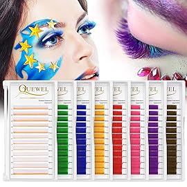 QUEWEL Volume Lash Extensions 0.07mm D Curl 15-20mm Brown QUEWEL Volume Eyelash ExtensionsD Curl Easy Fan Lashes 2D-20D Self Fanning Lashes Color Lash Extensions (Brown 0.07 D 15-20mm)