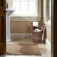 Vista 8 de Creative Co-Op Bankuan - Cesta de papel higiénico con mango de madera, color marrón