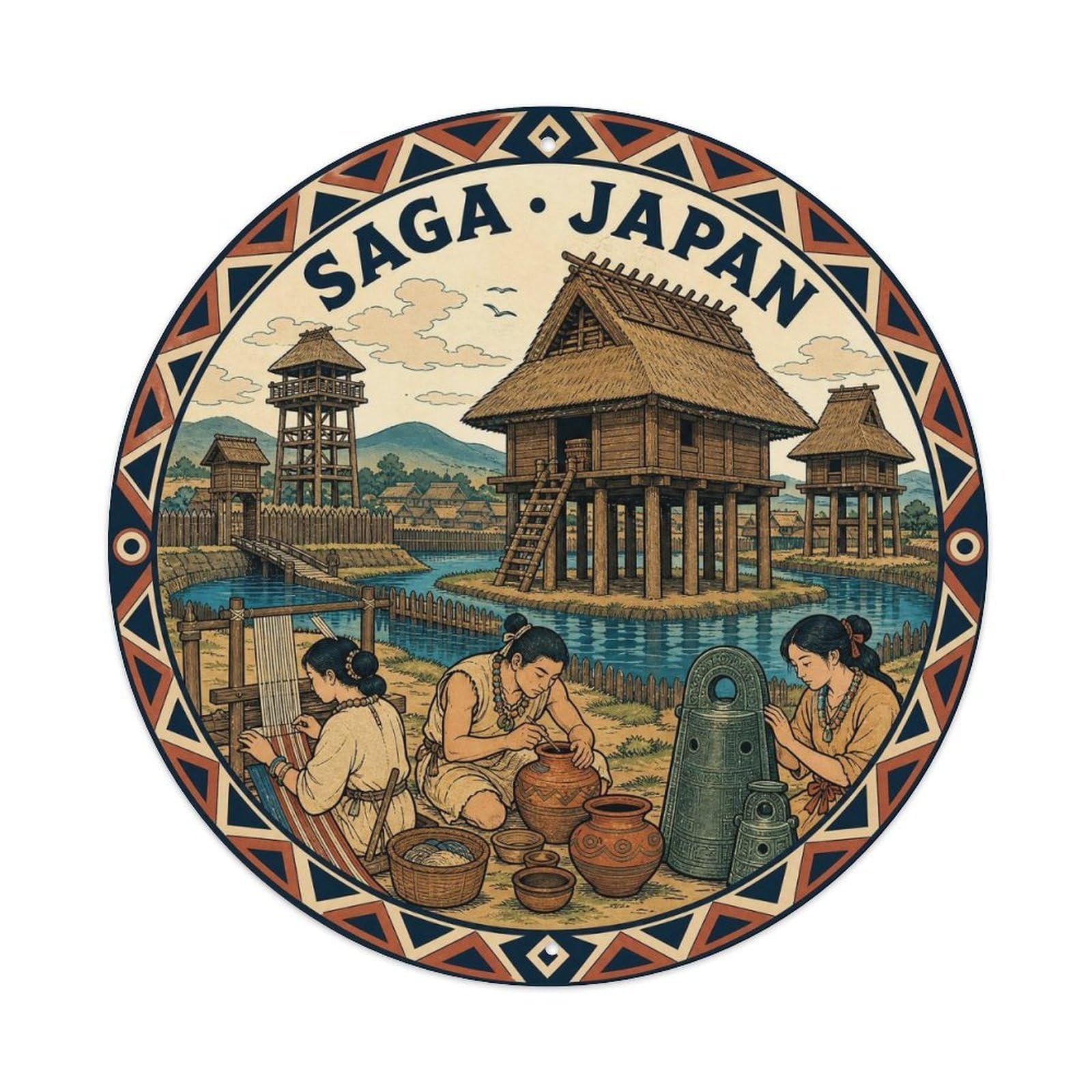 Olhnbad Style Saga Yoshinogari Yayoi Ruins Japan Japanese Culture Metal Tin Sign