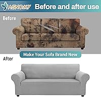 Vista 6 de Asnomy Couch Covers for 3 Cushion Couch Stretch Sofa Covers Slipcovers, Pet Protector Furniture Covers for Dogs Cats Spandex Jacquard Fabric Small